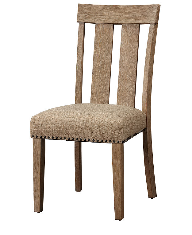 Nathaniel Fabric & Maple Side Chair , Slatted Back - Luxury Home Furniture (MI)
