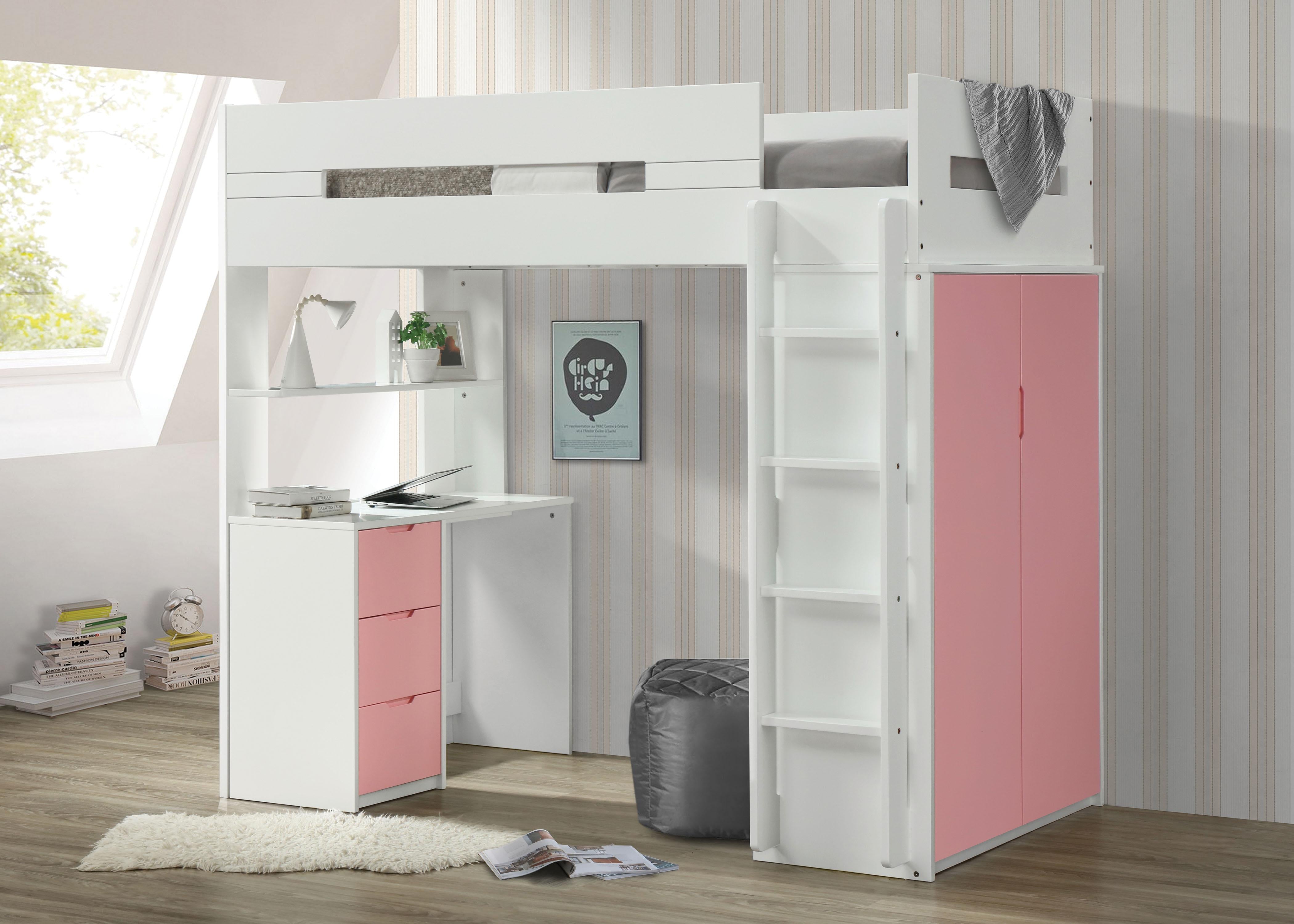 Nerice White & Pink Loft Bed - Luxury Home Furniture (MI)
