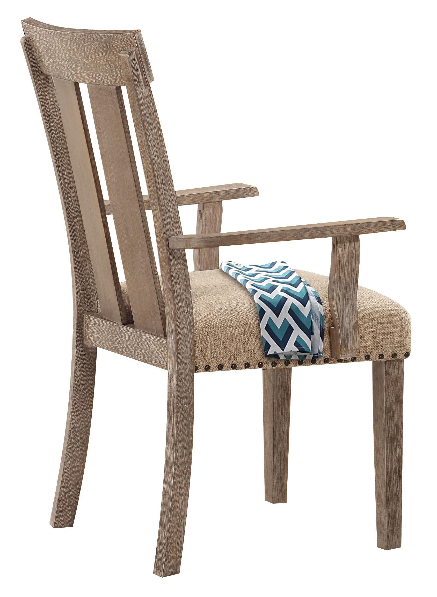 Nathaniel Fabric & Maple Arm Chair , Slatted Back - Luxury Home Furniture (MI)