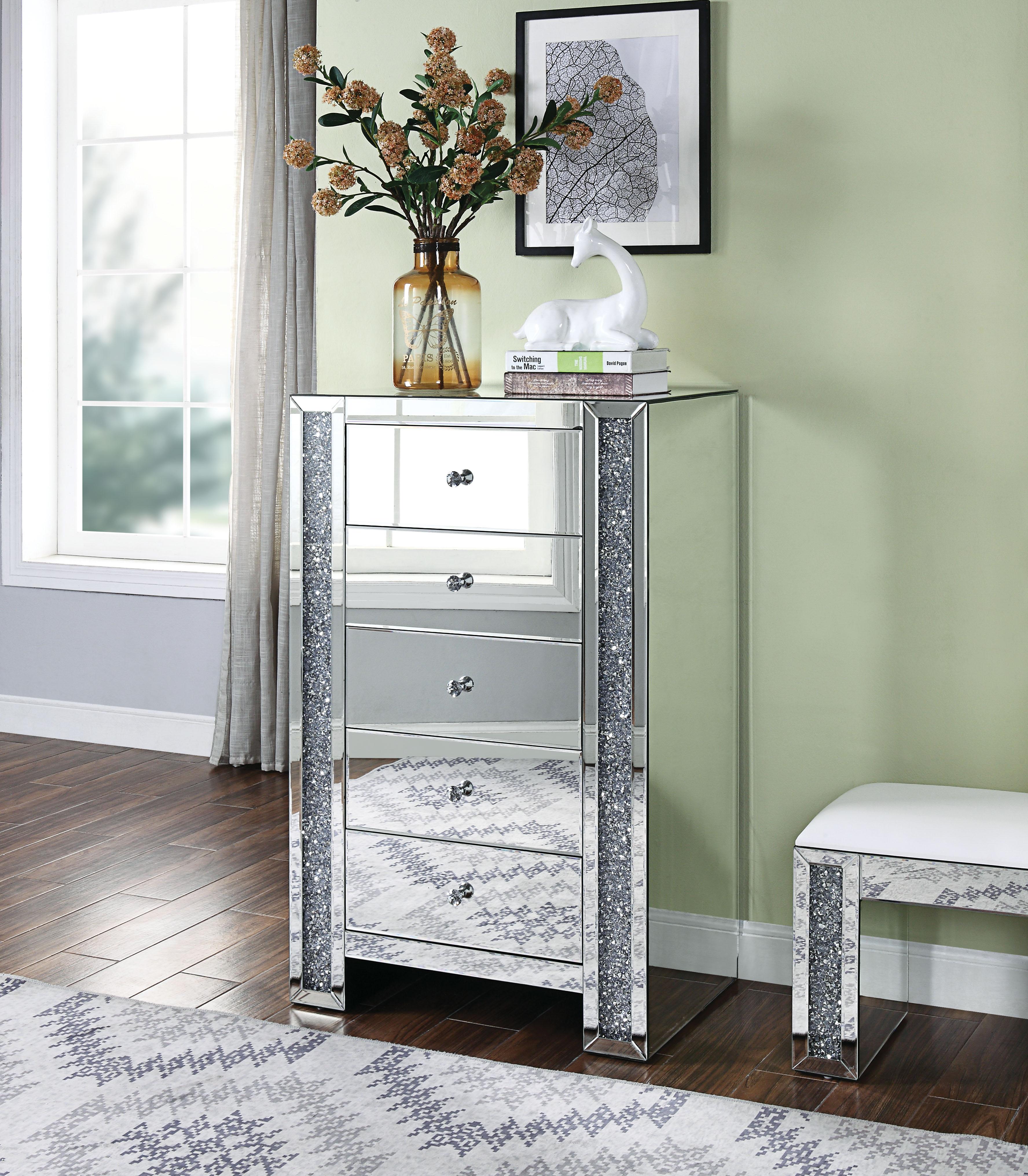 Noralie Mirrored & Faux Diamonds Chest - Luxury Home Furniture (MI)