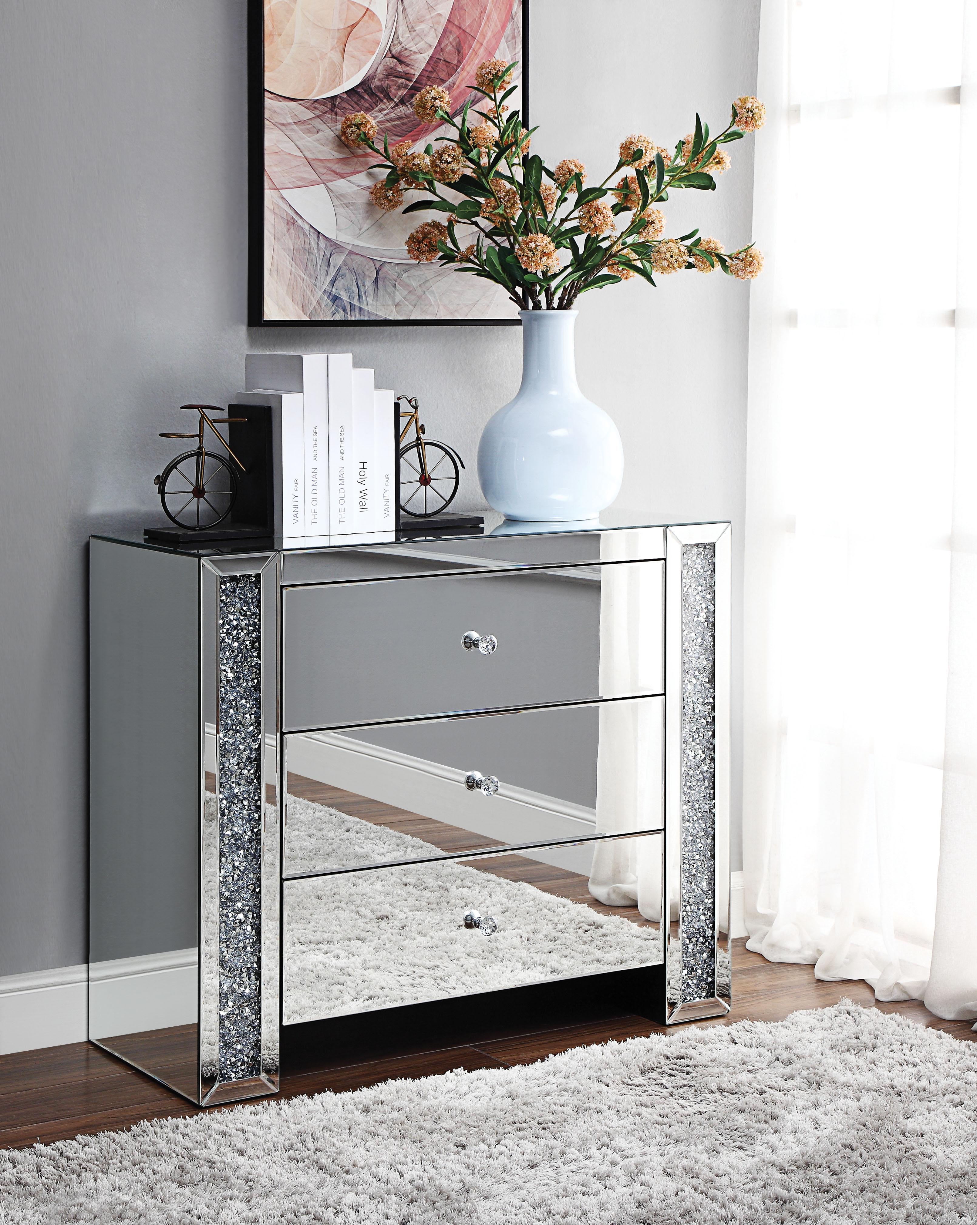 Noralie Mirrored & Faux Diamonds Console Table - Luxury Home Furniture (MI)
