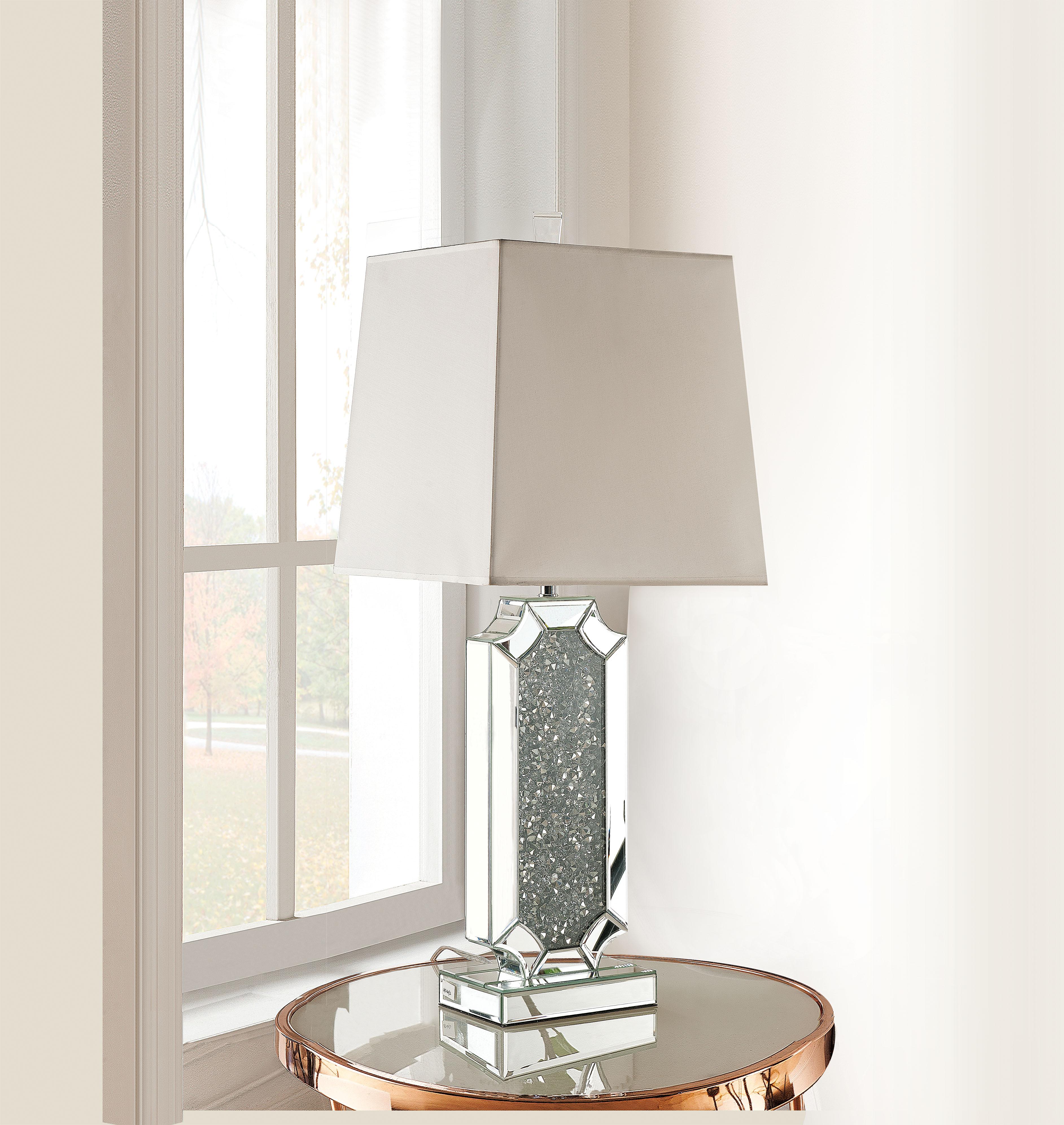 Noralie Mirrored & Faux Diamonds Table Lamp - Luxury Home Furniture (MI)