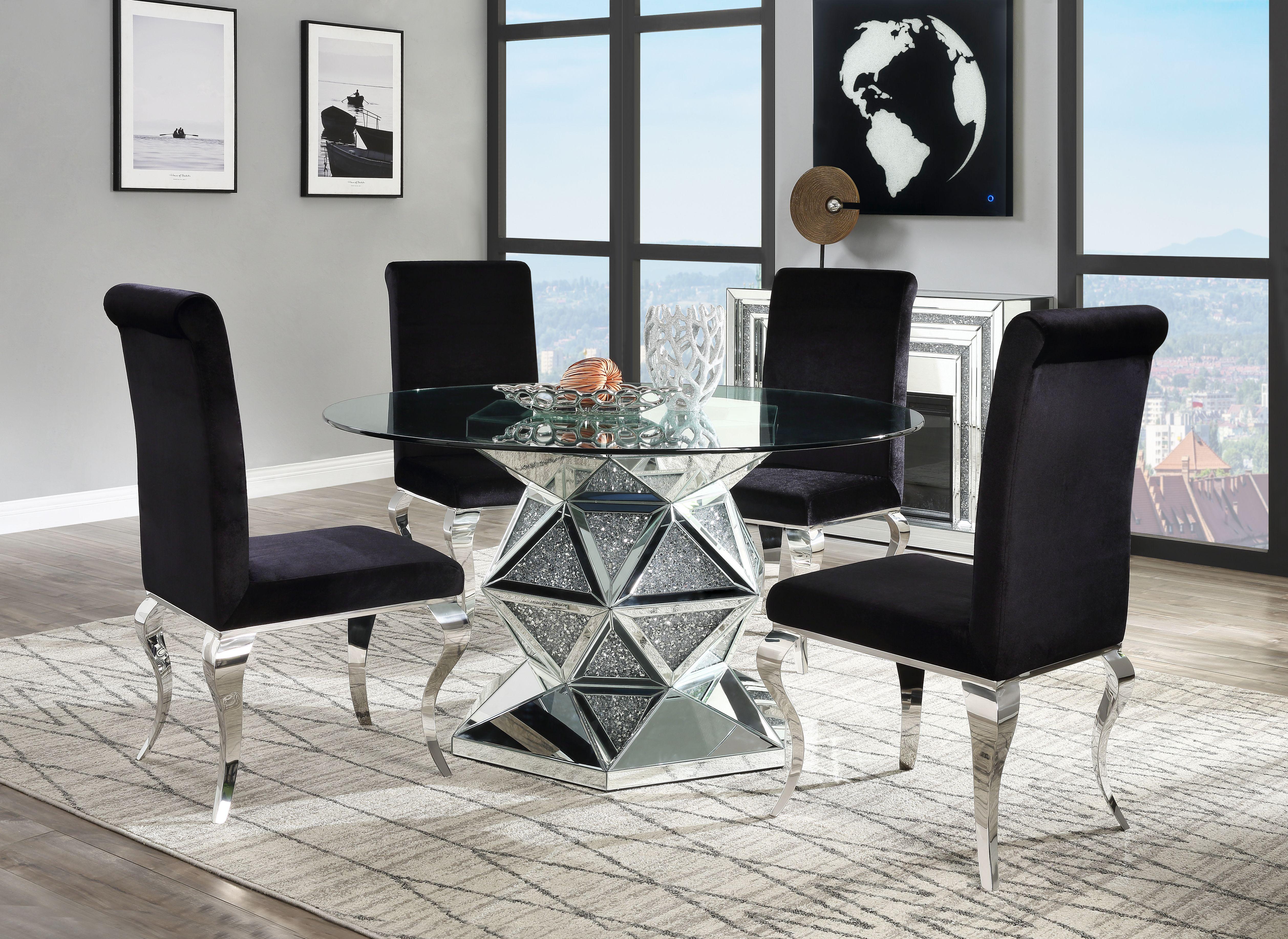 Noralie Mirrored & Faux Diamonds Dining Table - Luxury Home Furniture (MI)