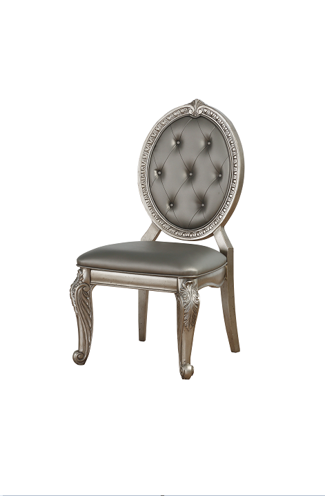 Northville PU & Antique Silver Side Chair - Luxury Home Furniture (MI)