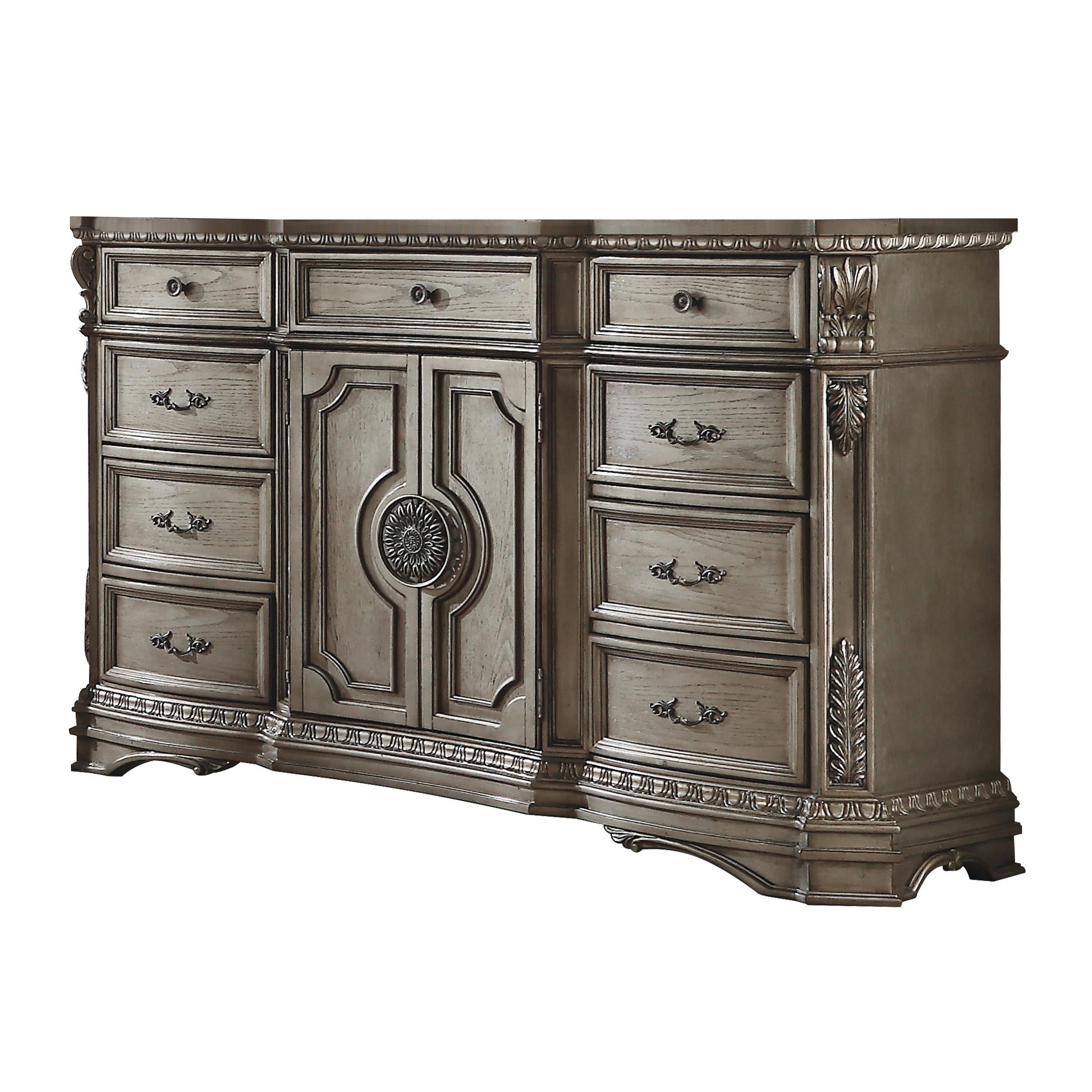 Northville Antique Silver Dresser (WOOD TOP) - Luxury Home Furniture (MI)