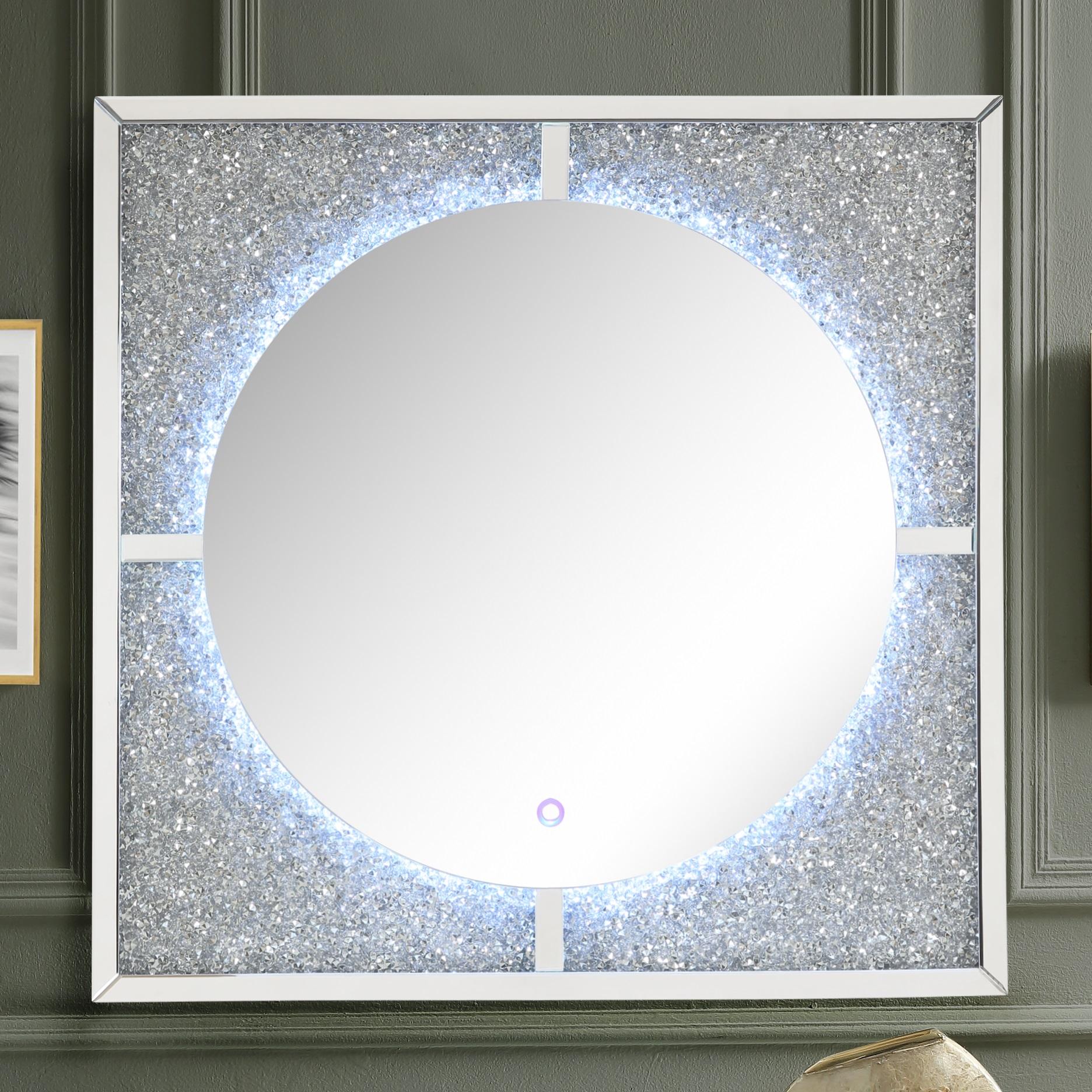 Nowles Mirrored & Faux Stones Wall Decor (LED) - Luxury Home Furniture (MI)