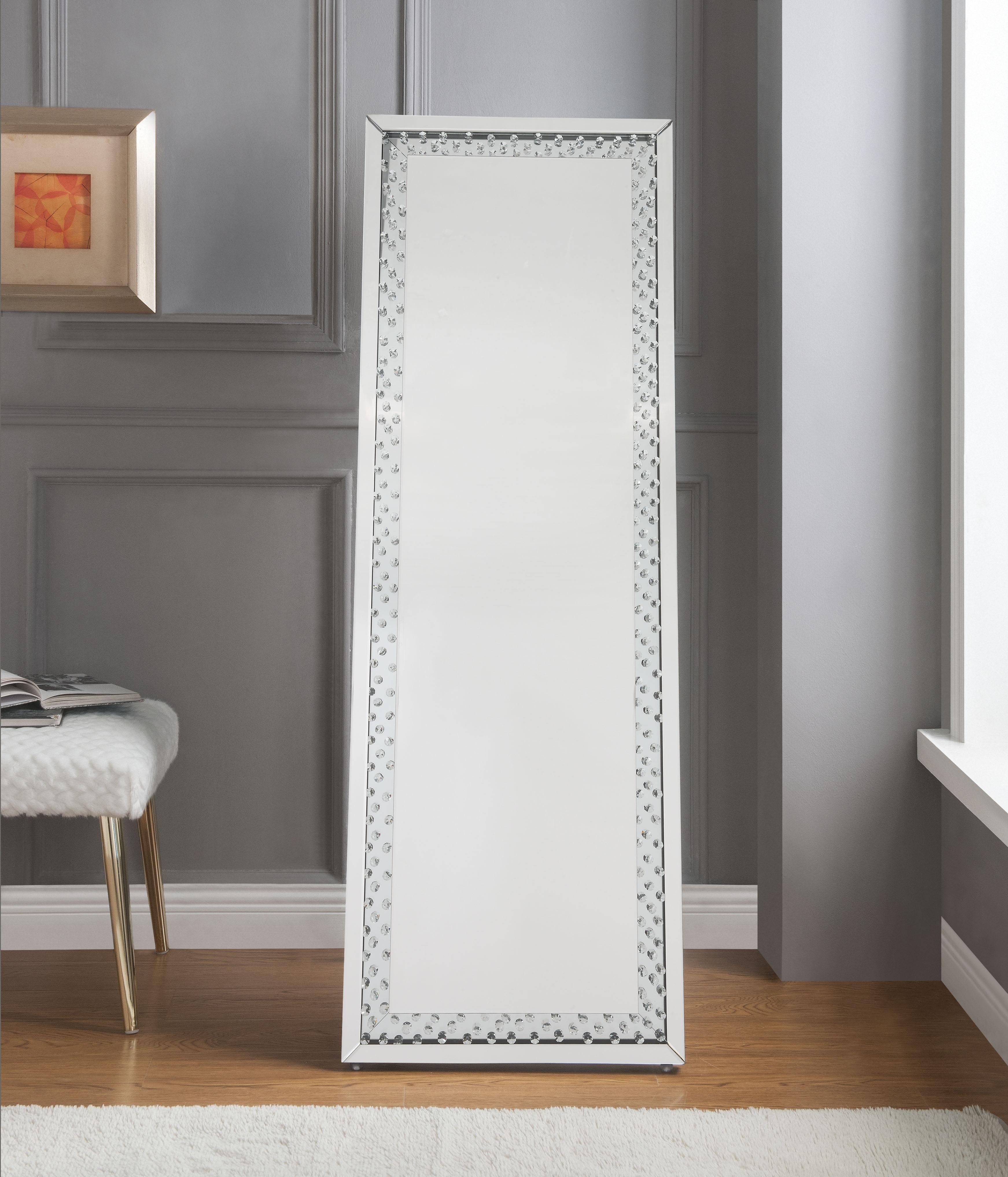 Nysa Mirrored & Faux Crystals Accent Mirror (Floor) - Luxury Home Furniture (MI)