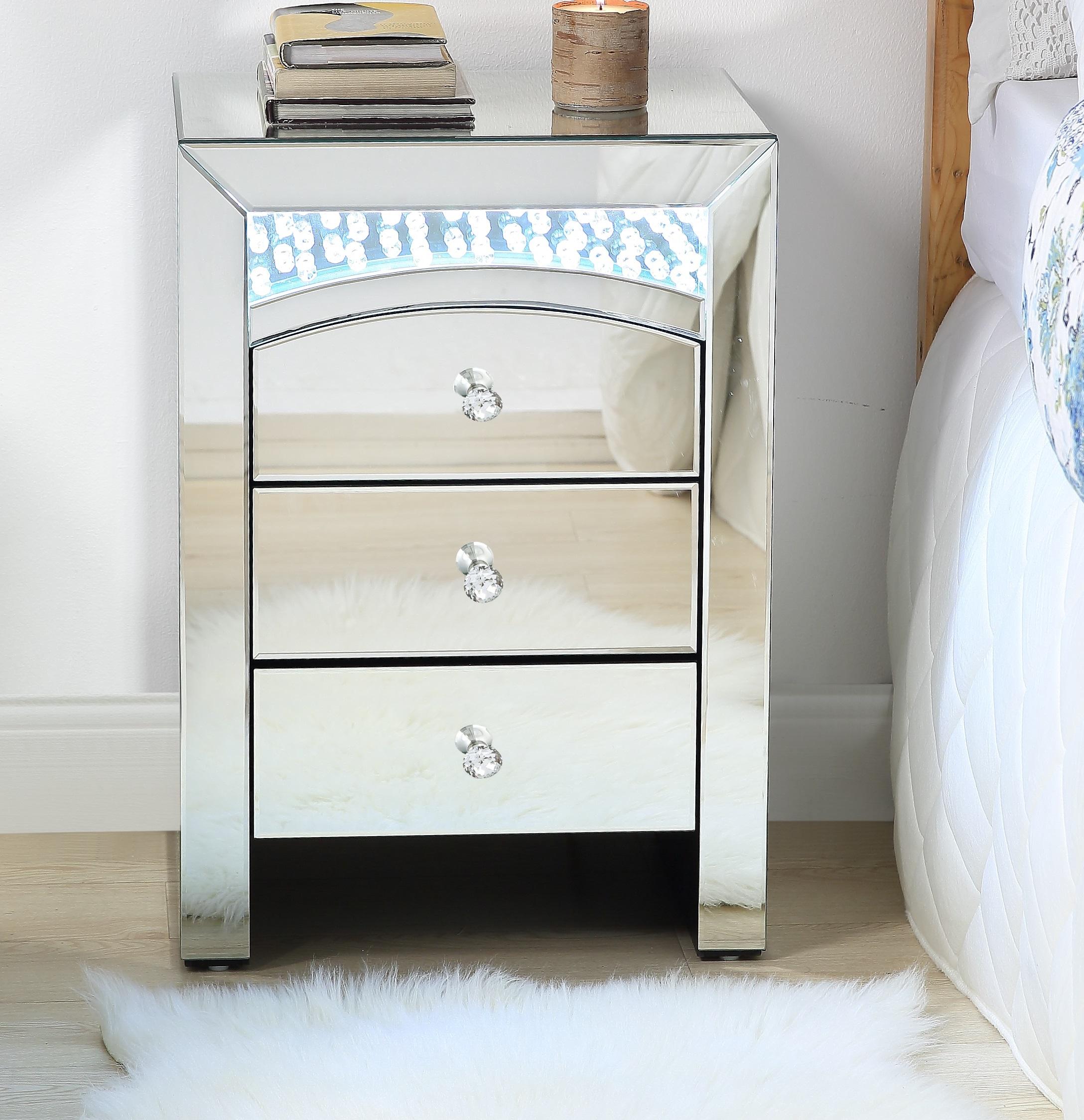 Nysa Mirrored & Faux Crystals Accent Table (LED) - Luxury Home Furniture (MI)