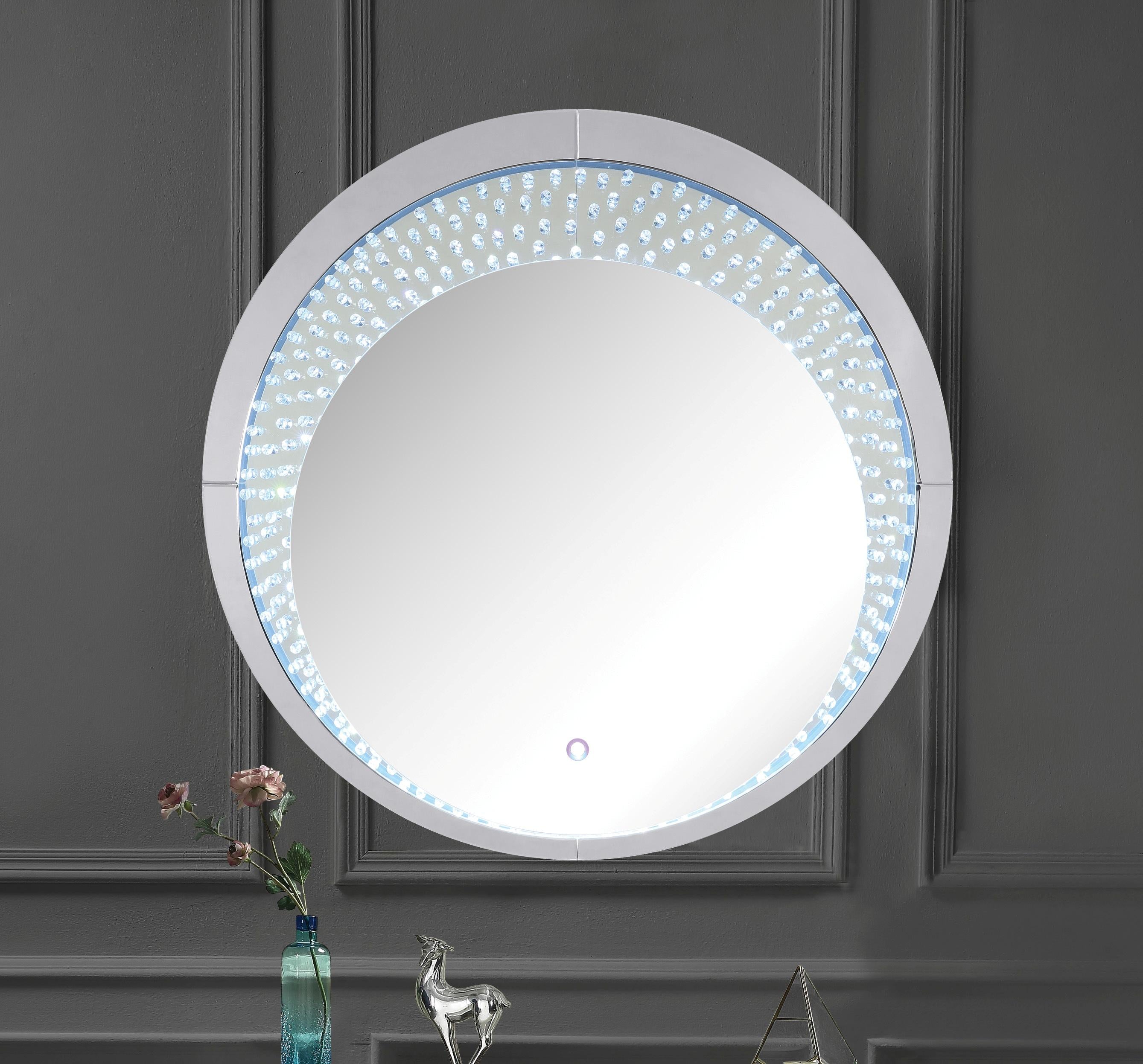 Nysa Mirrored & Faux Crystals Wall Decor (LED) - Luxury Home Furniture (MI)