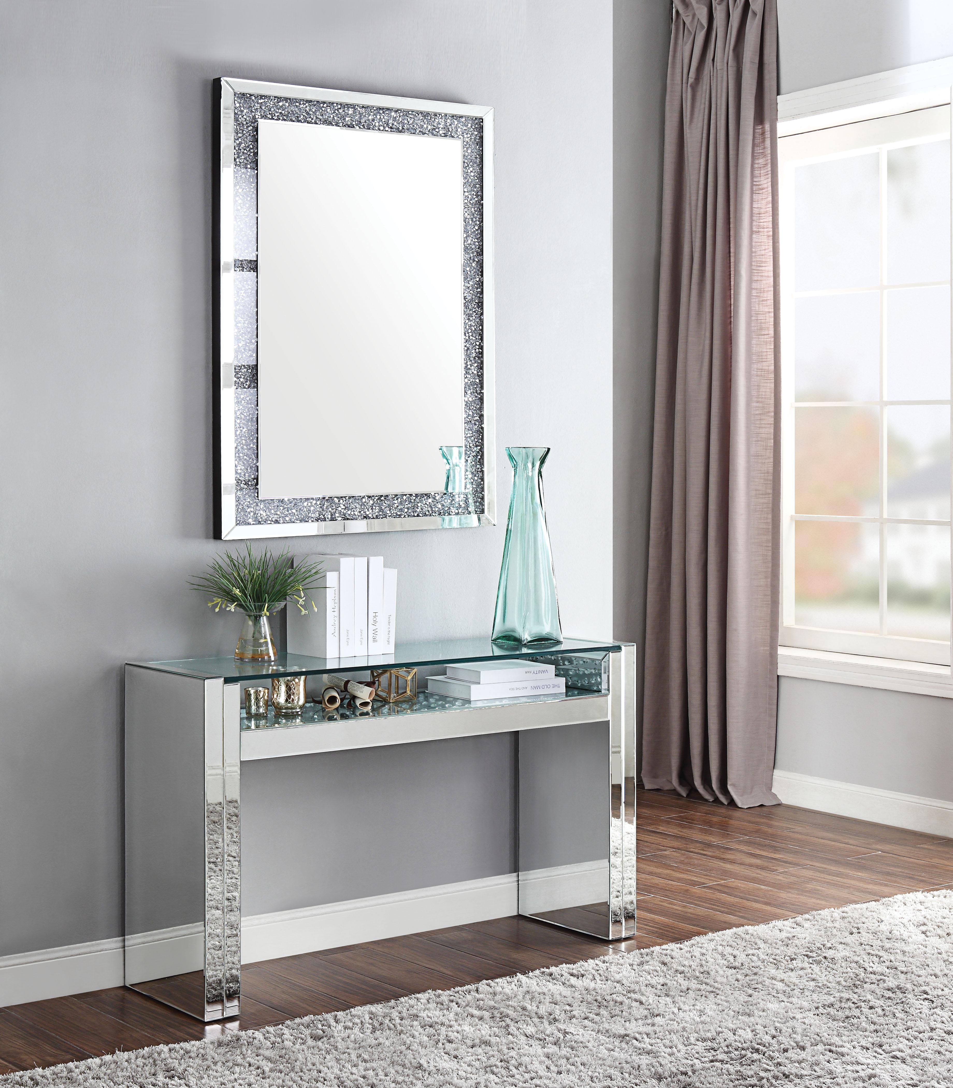 Nysa Mirrored & Faux Crystals Sofa Table - Luxury Home Furniture (MI)