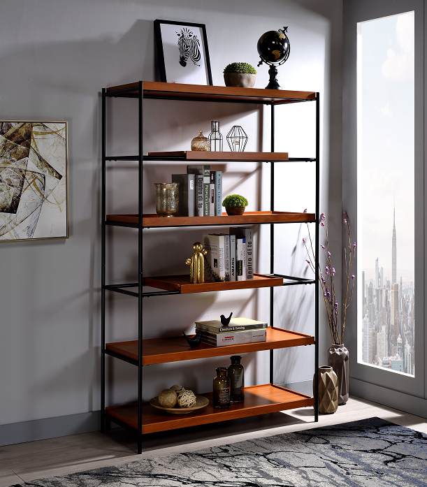 Oaken Honey Oak & Black Bookshelf - Luxury Home Furniture (MI)