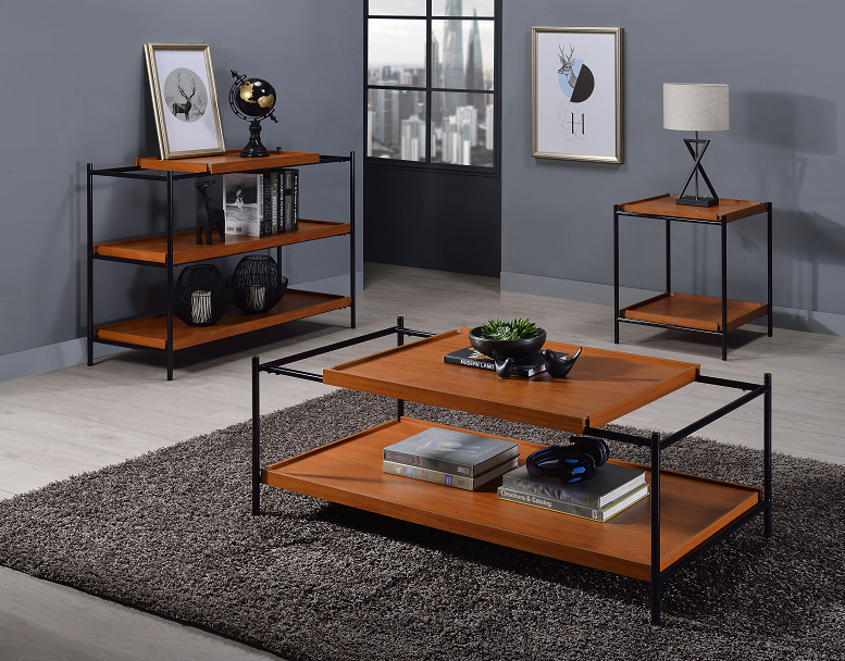 Oaken Honey Oak & Black Coffee Table - Luxury Home Furniture (MI)
