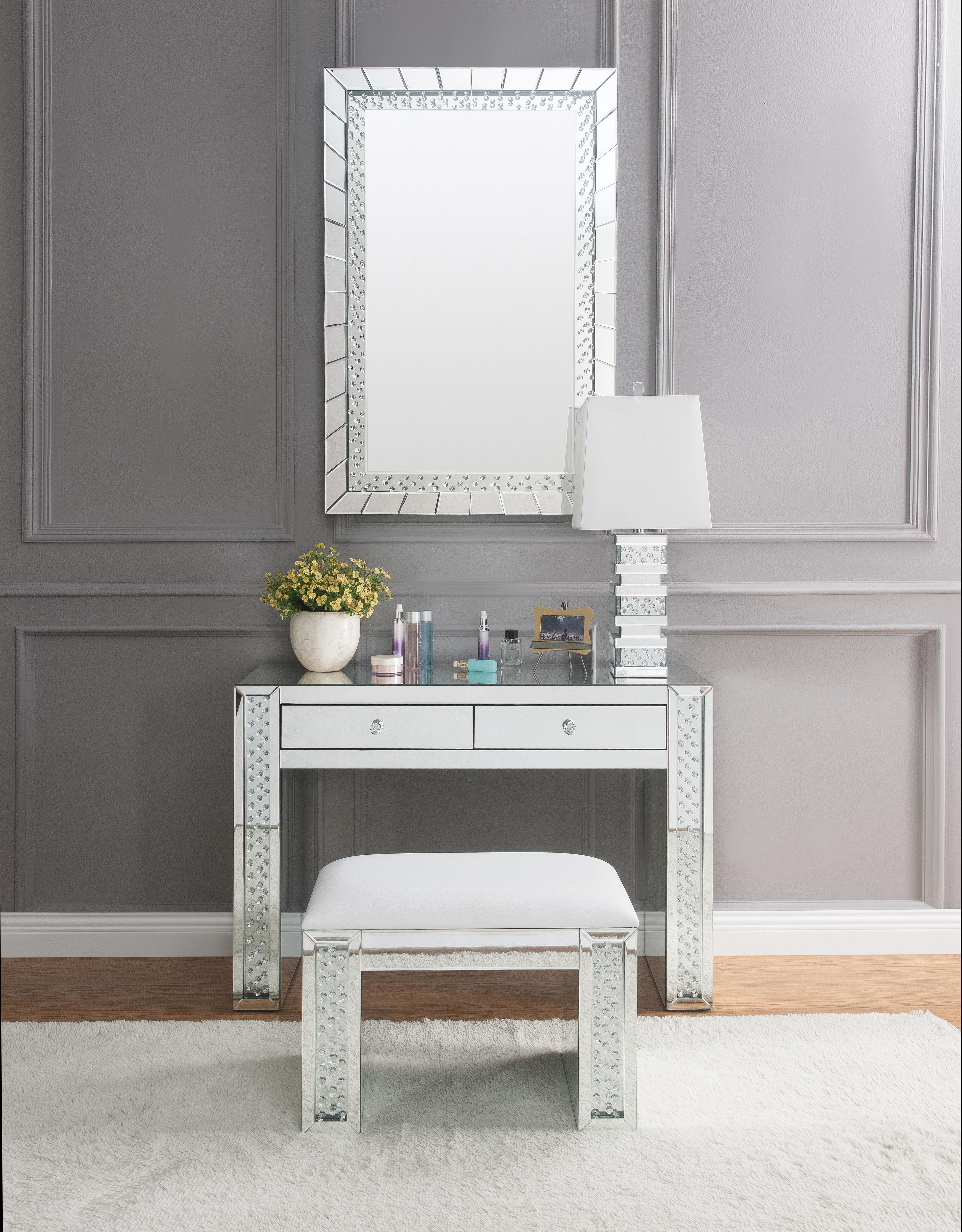 Nysa Mirrored & Faux Crystals Vanity Desk - Luxury Home Furniture (MI)