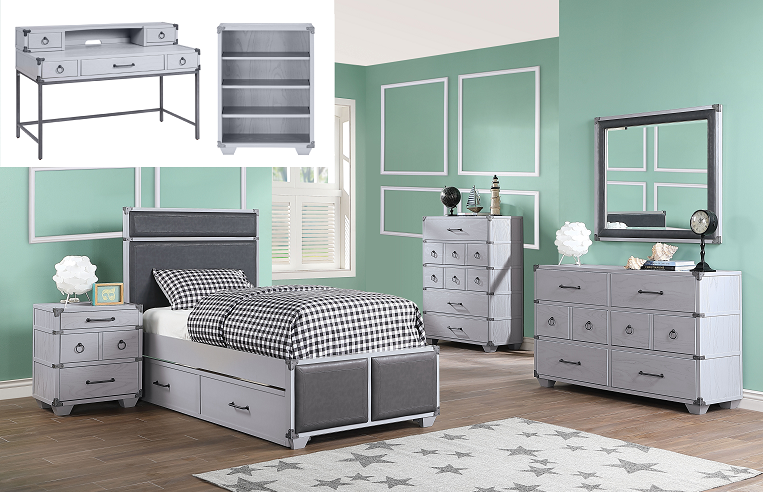 Orchest Gray PU & Gray Twin Bed - Luxury Home Furniture (MI)
