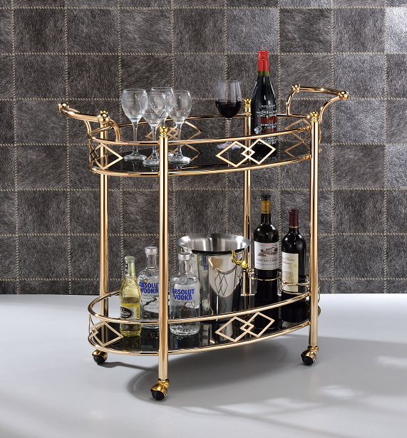 Ottesen Gold & Black Glass Serving Cart - Luxury Home Furniture (MI)
