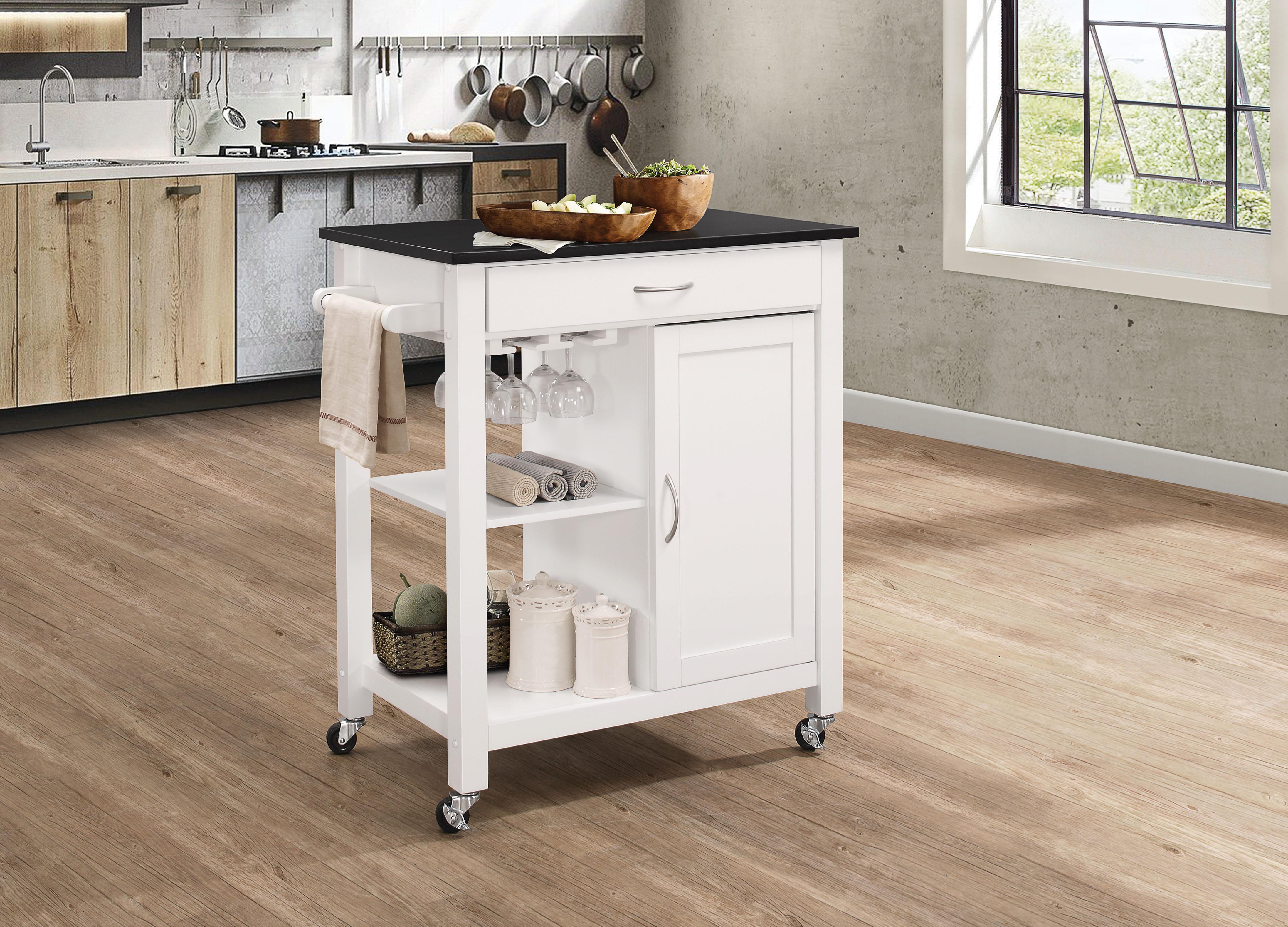 Ottawa Black & White Kitchen Cart - Luxury Home Furniture (MI)