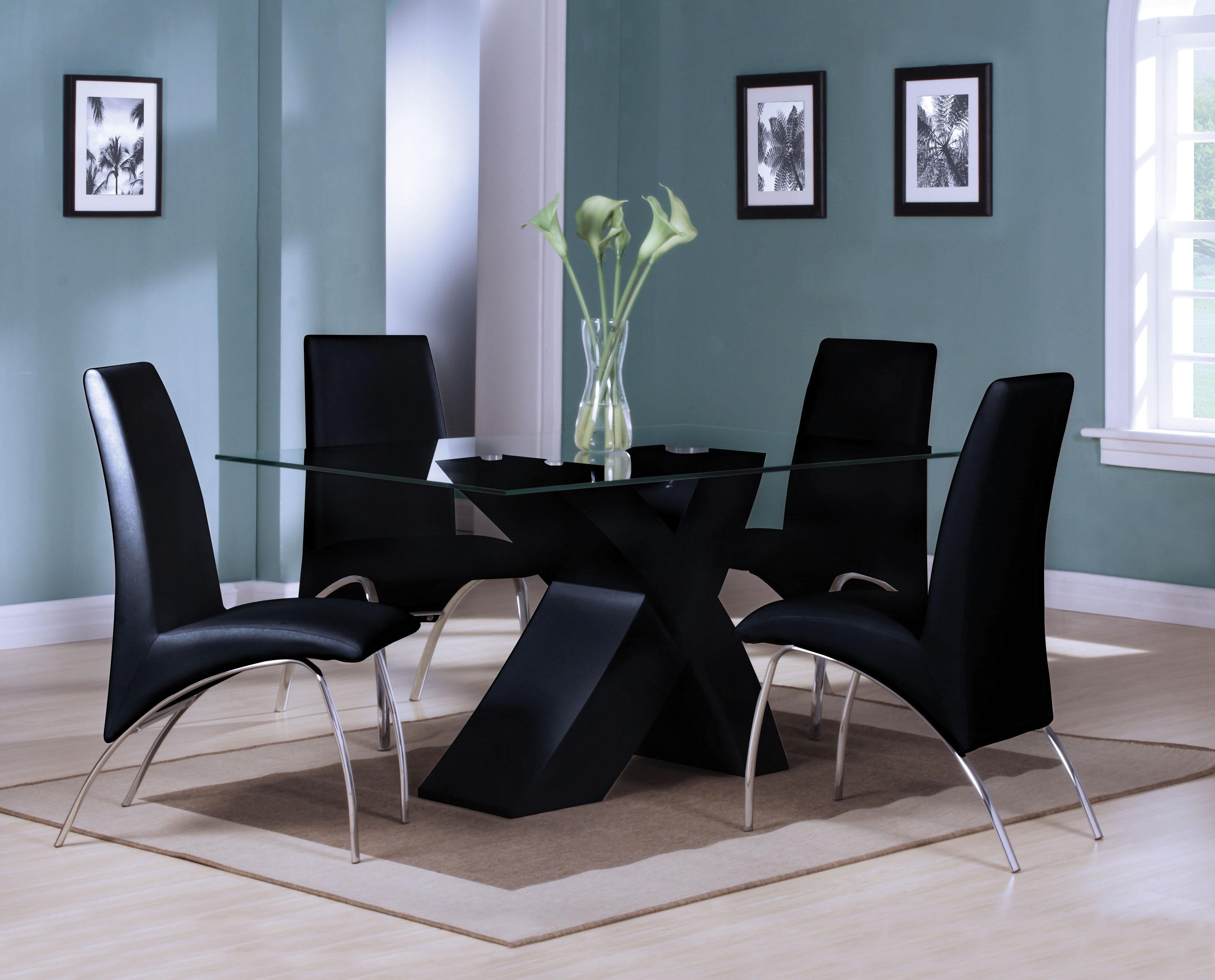 Pervis Black & Clear Glass Dining Table - Luxury Home Furniture (MI)