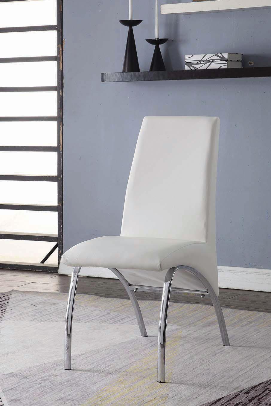 Pervis White PU & Chrome Side Chair - Luxury Home Furniture (MI)