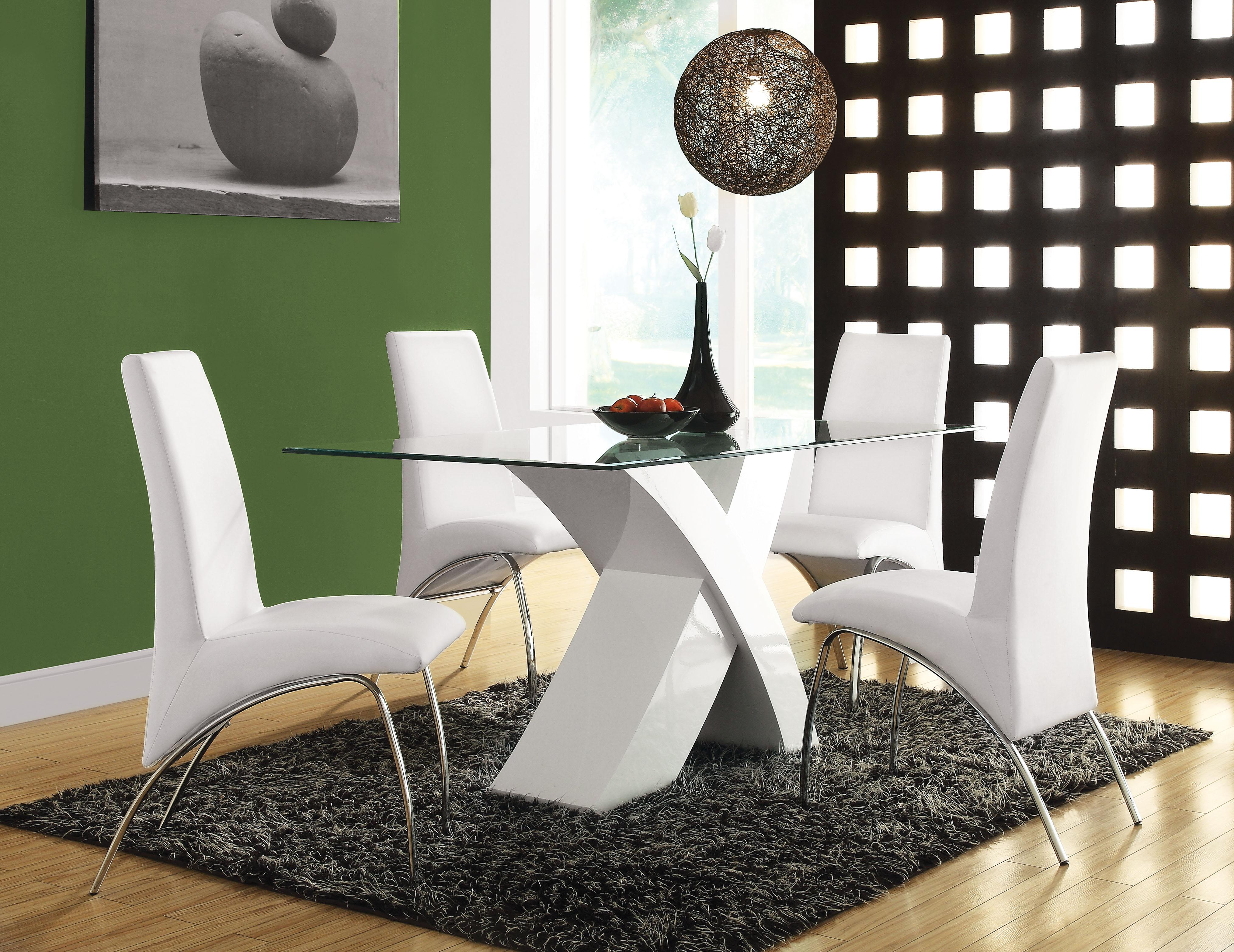 Pervis White & Clear Glass Dining Table - Luxury Home Furniture (MI)