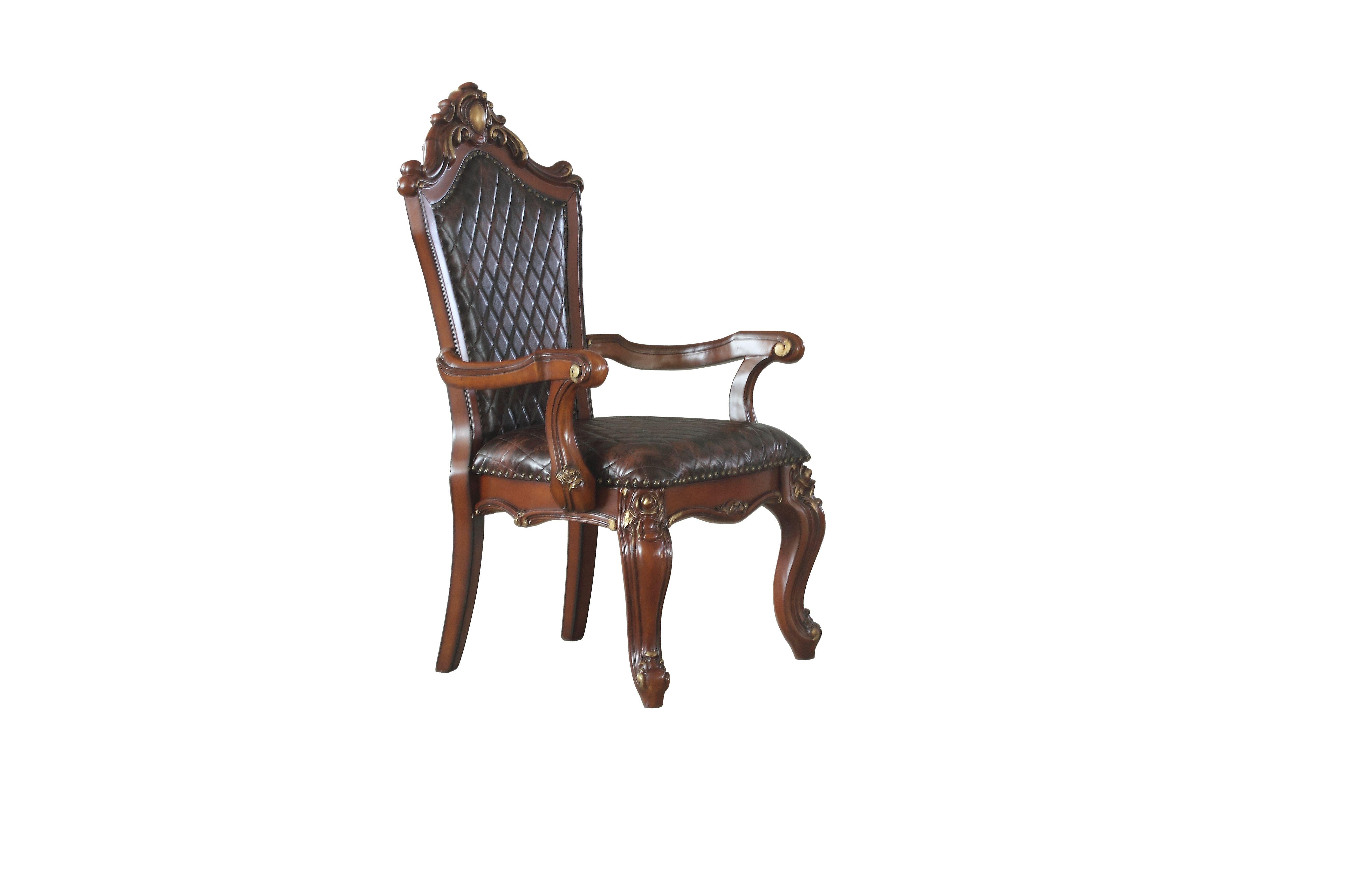 Picardy Cherry Oak & PU Arm Chair - Luxury Home Furniture (MI)
