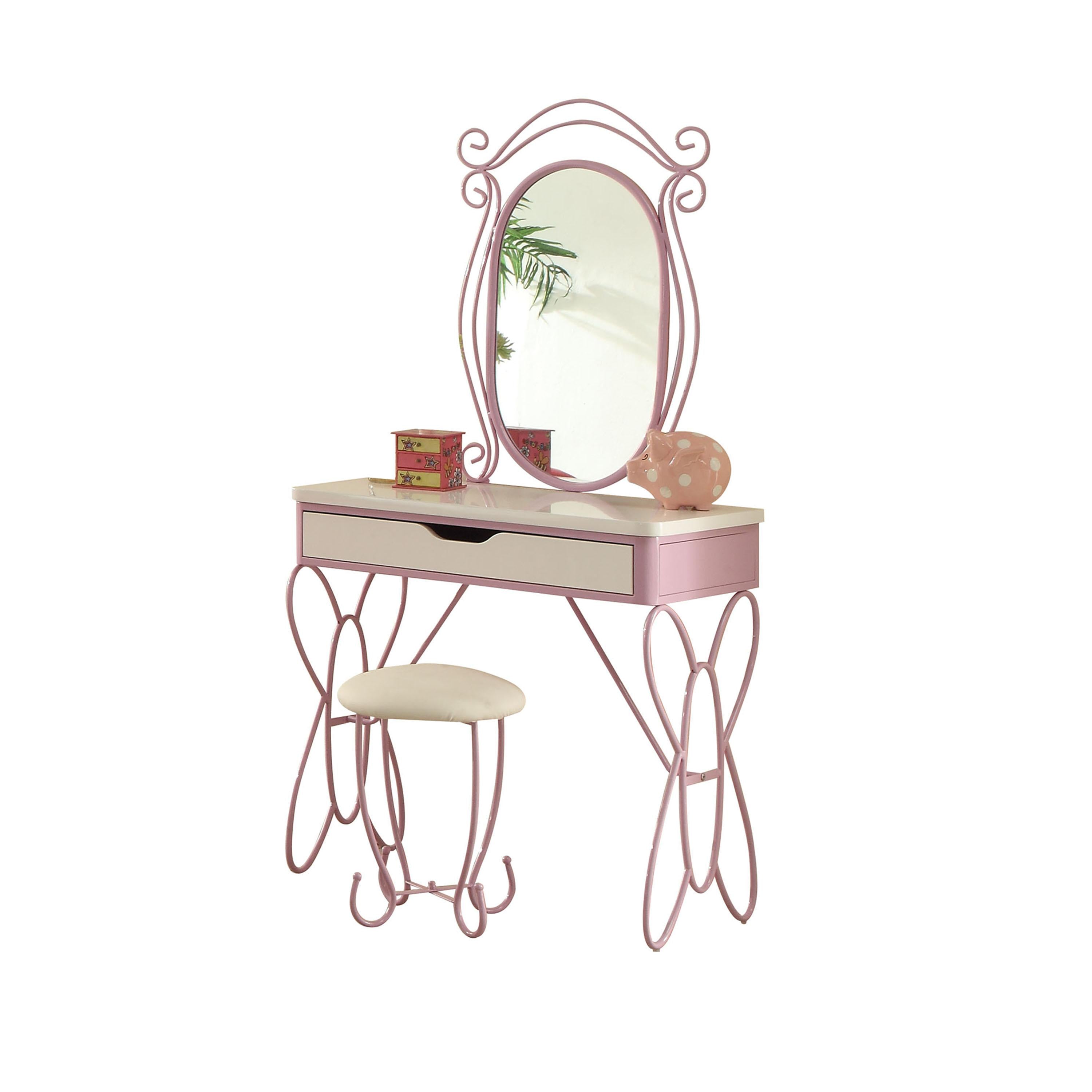 Priya II White & Light Purple Vanity Set - Luxury Home Furniture (MI)