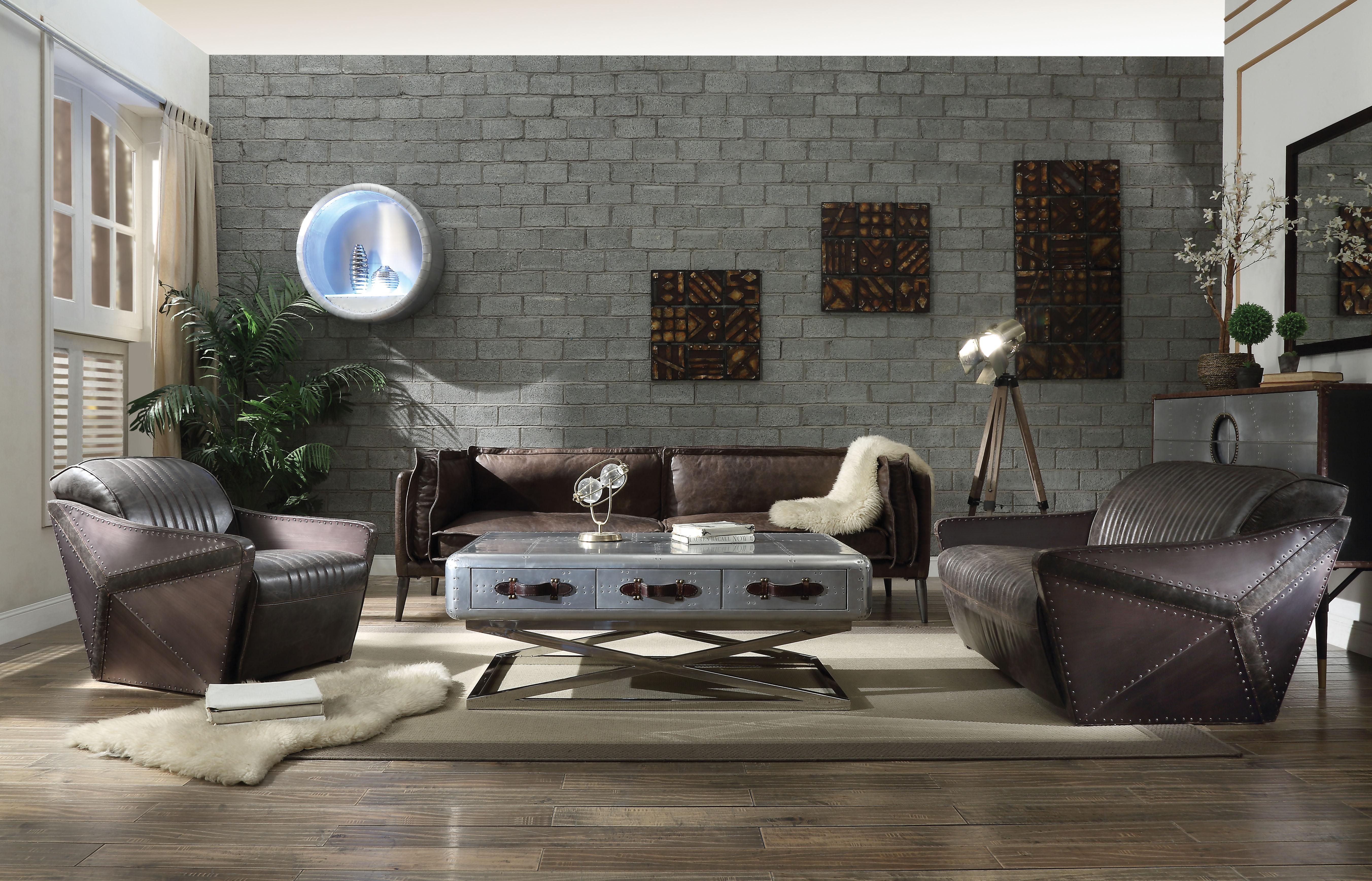 Porchester Distress Chocolate Top Grain Leather Sofa - Luxury Home Furniture (MI)