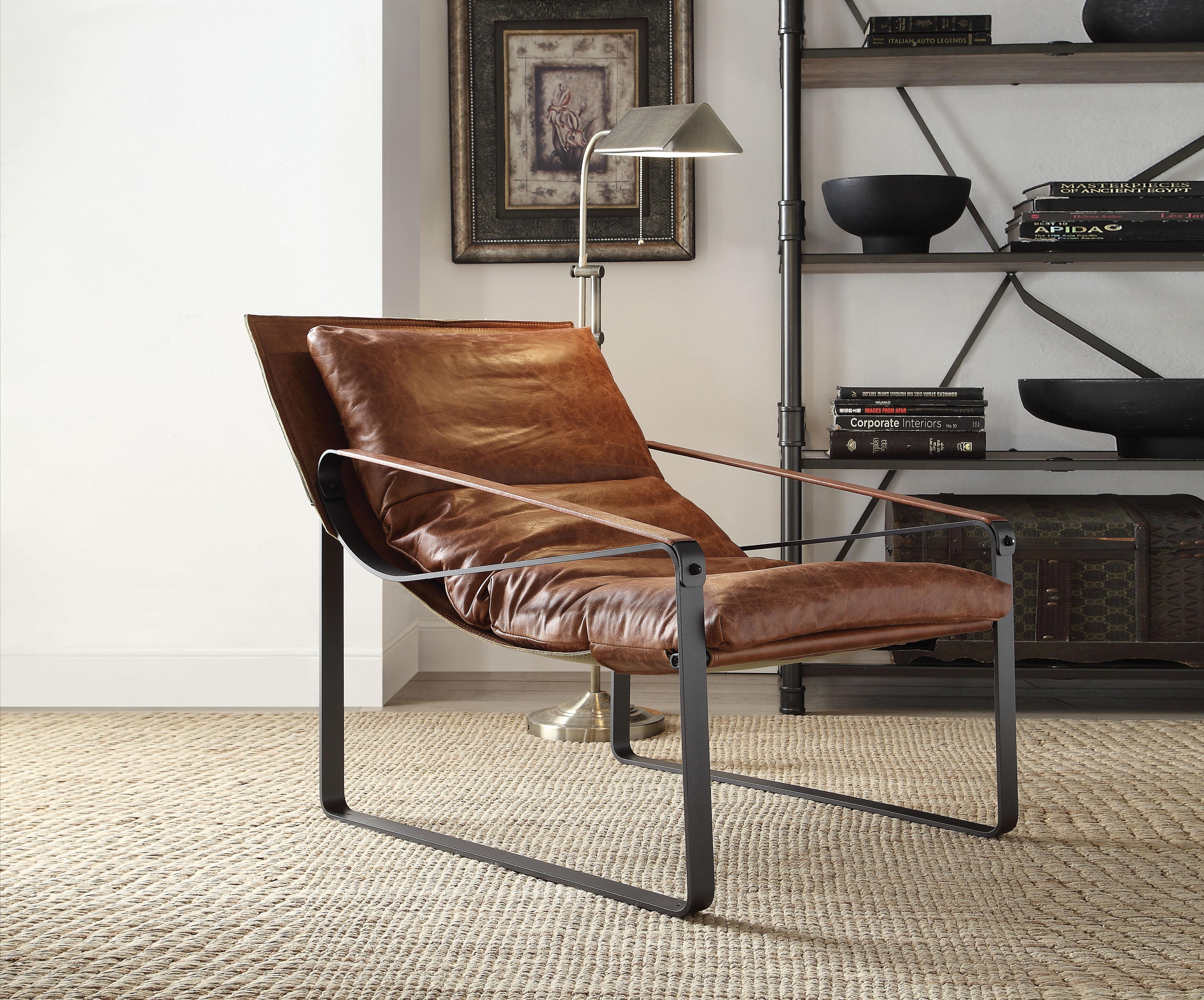 Quoba Cocoa Top Grain Leather Accent Chair - Luxury Home Furniture (MI)