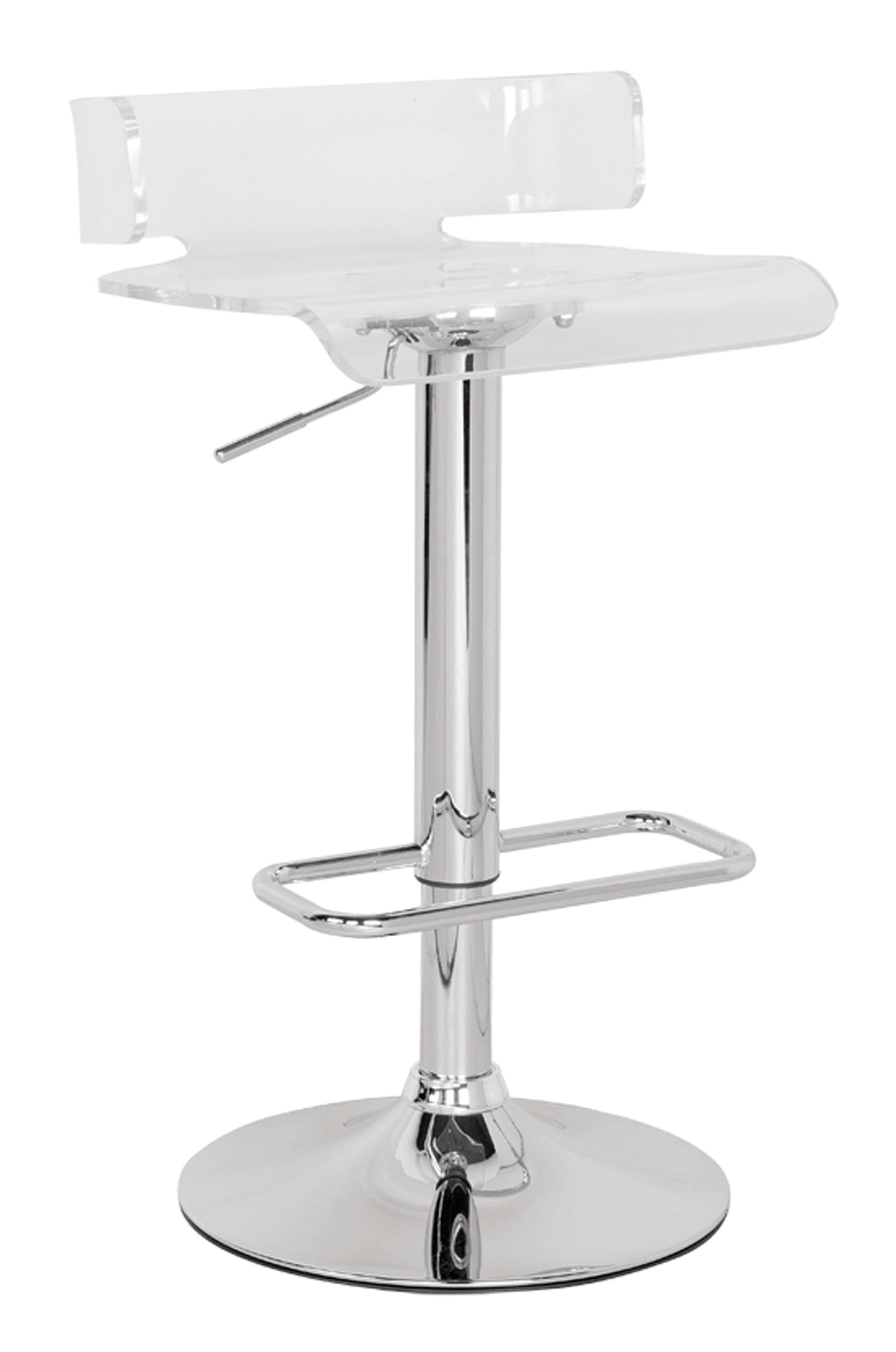 Rania Clear & Chrome Adjustable Stool (1Pc) - Luxury Home Furniture (MI)