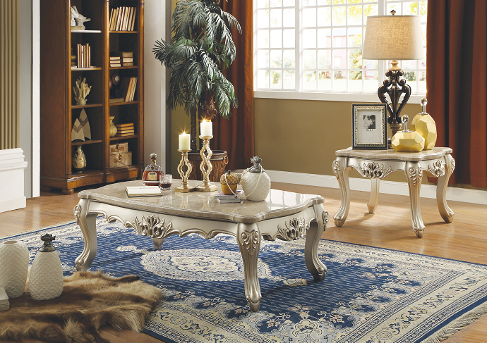 Ranita Marble & Champagne Coffee Table - Luxury Home Furniture (MI)