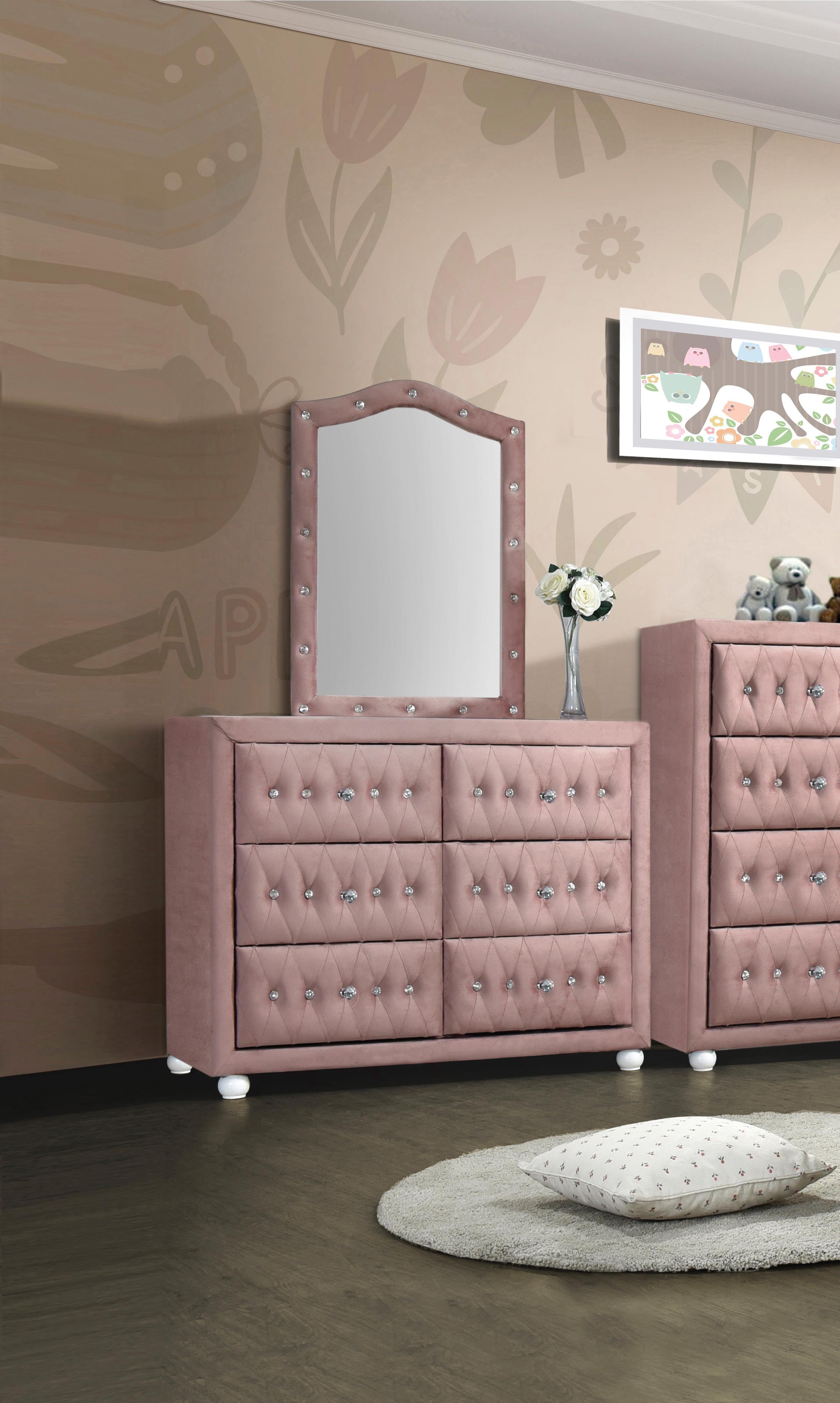 Reggie Pink Fabric Mirror - Luxury Home Furniture (MI)
