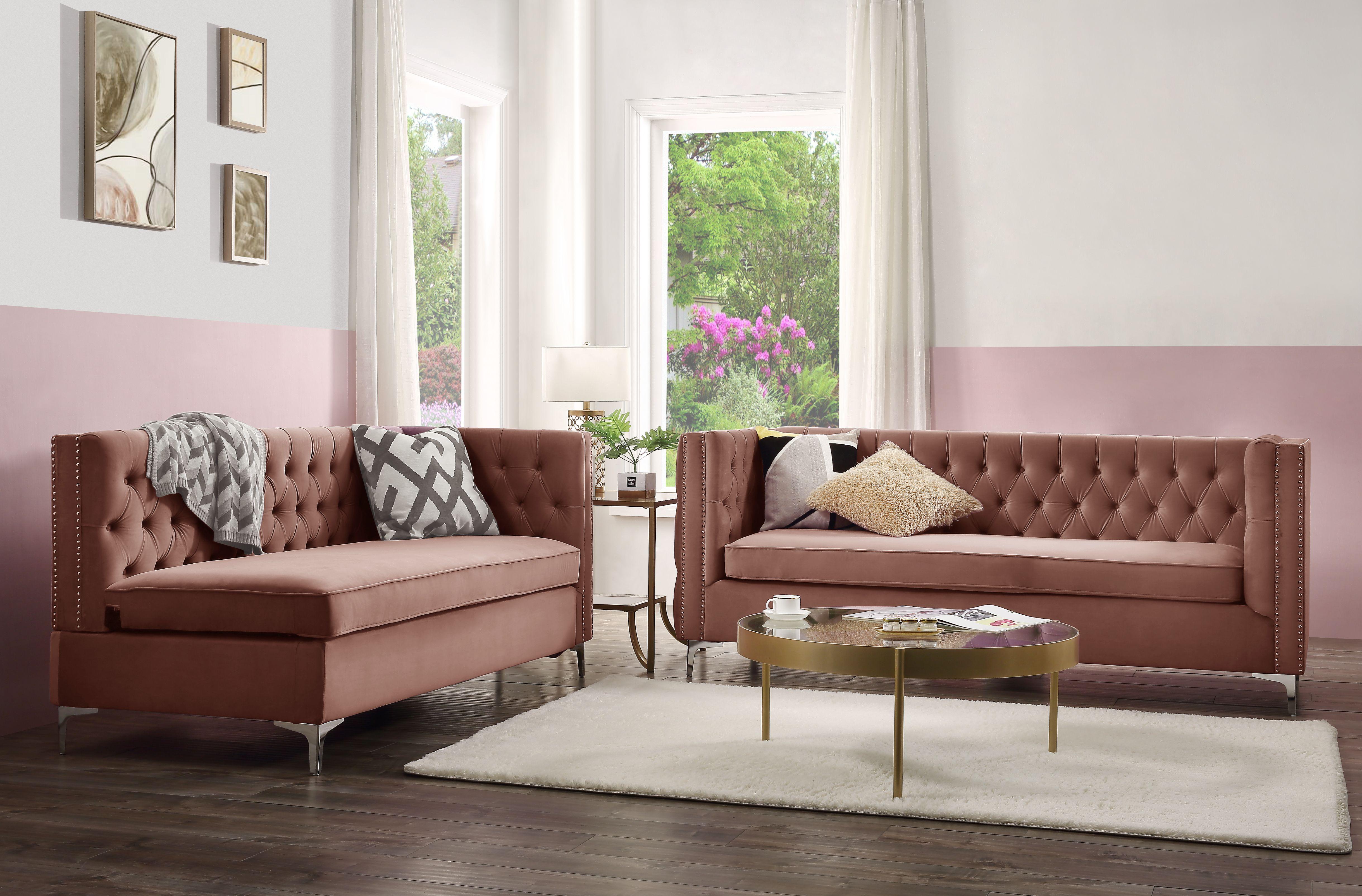 Rhett Dusty Pink Velvet Sectional Sofa - Luxury Home Furniture (MI)