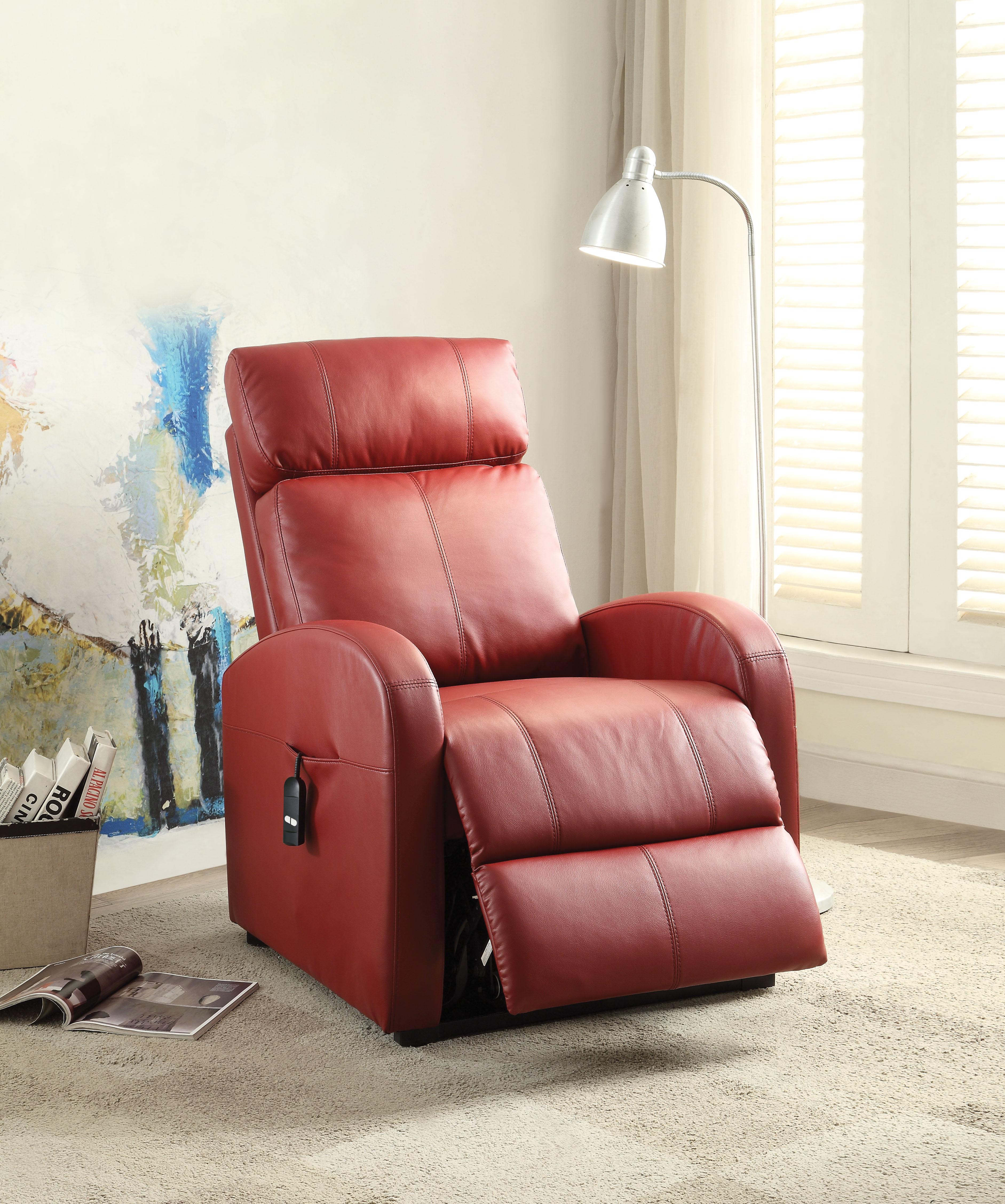 Ricardo Red PU Recliner w/Power Lift - Luxury Home Furniture (MI)