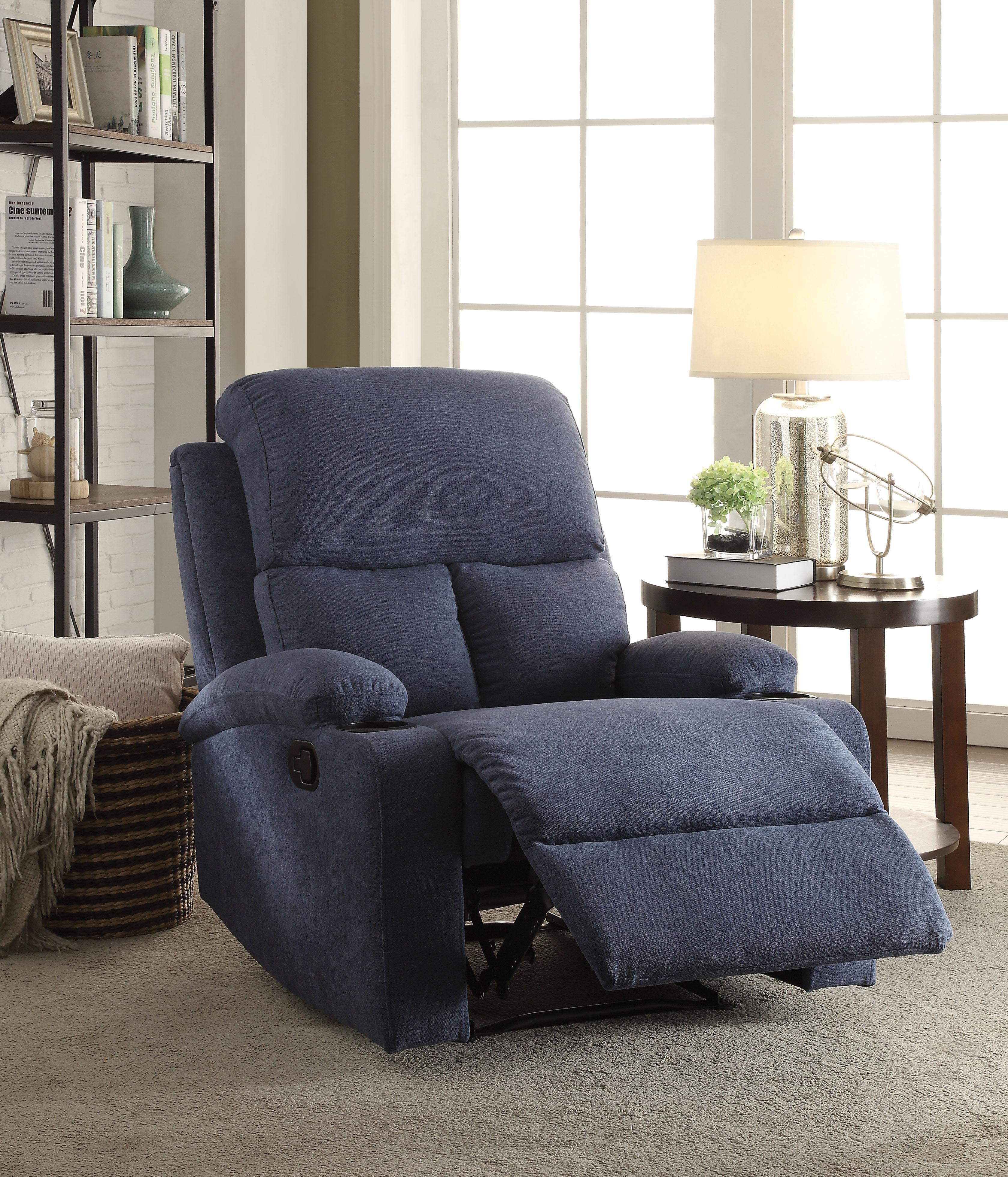Rosia Blue Velvet Recliner (Motion) - Luxury Home Furniture (MI)