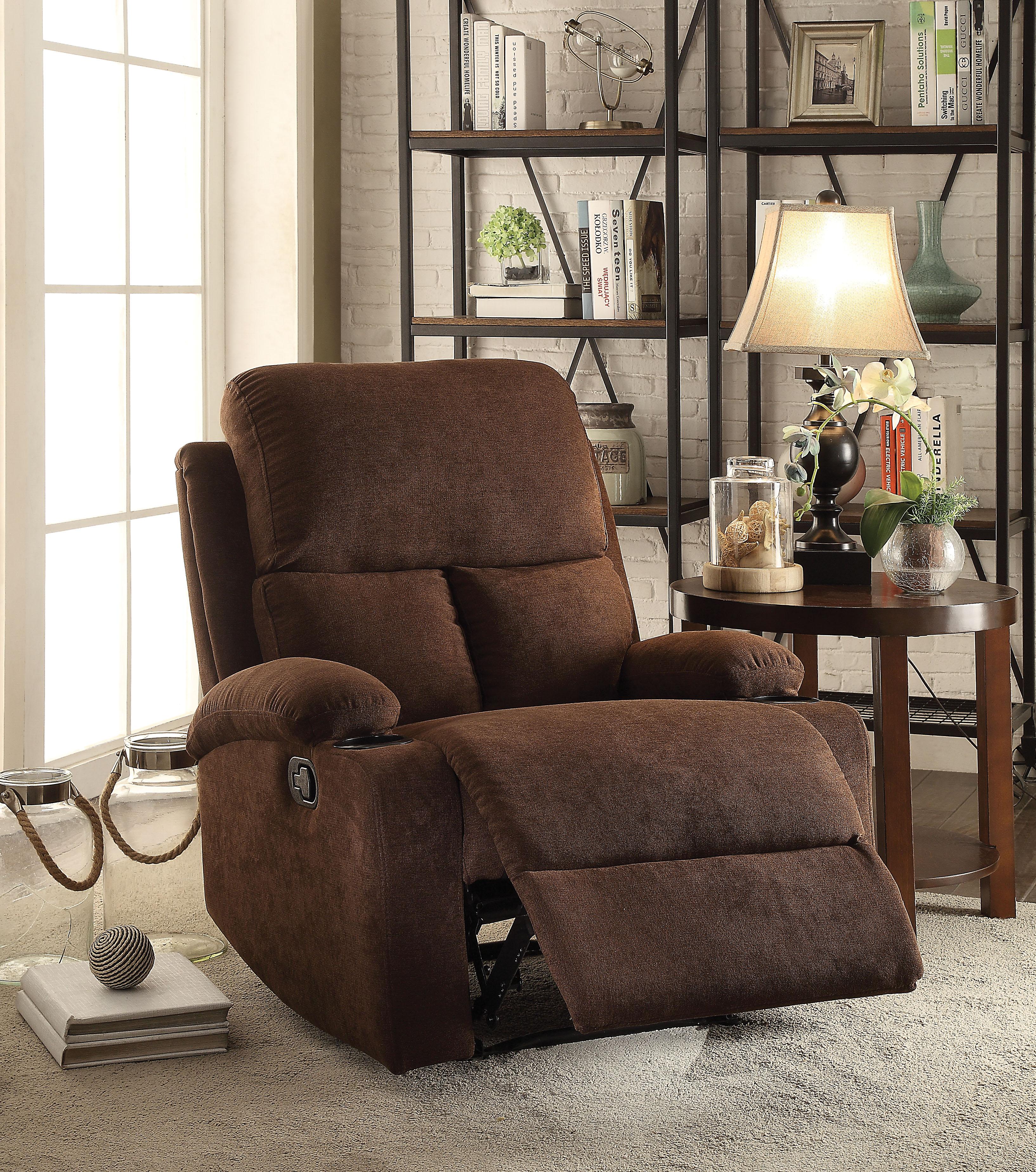 Rosia Chocolate Velvet Recliner (Motion) - Luxury Home Furniture (MI)