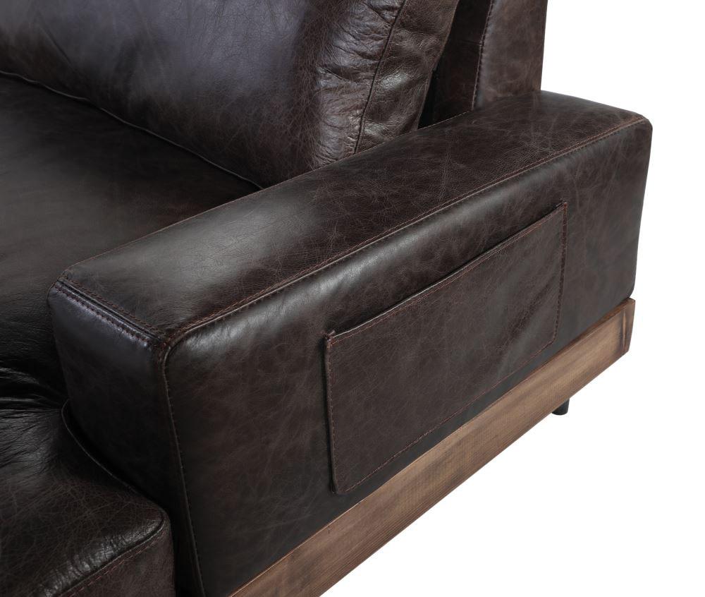Silchester Oak & Distress Chocolate Top Grain Leather Sofa - Luxury Home Furniture (MI)