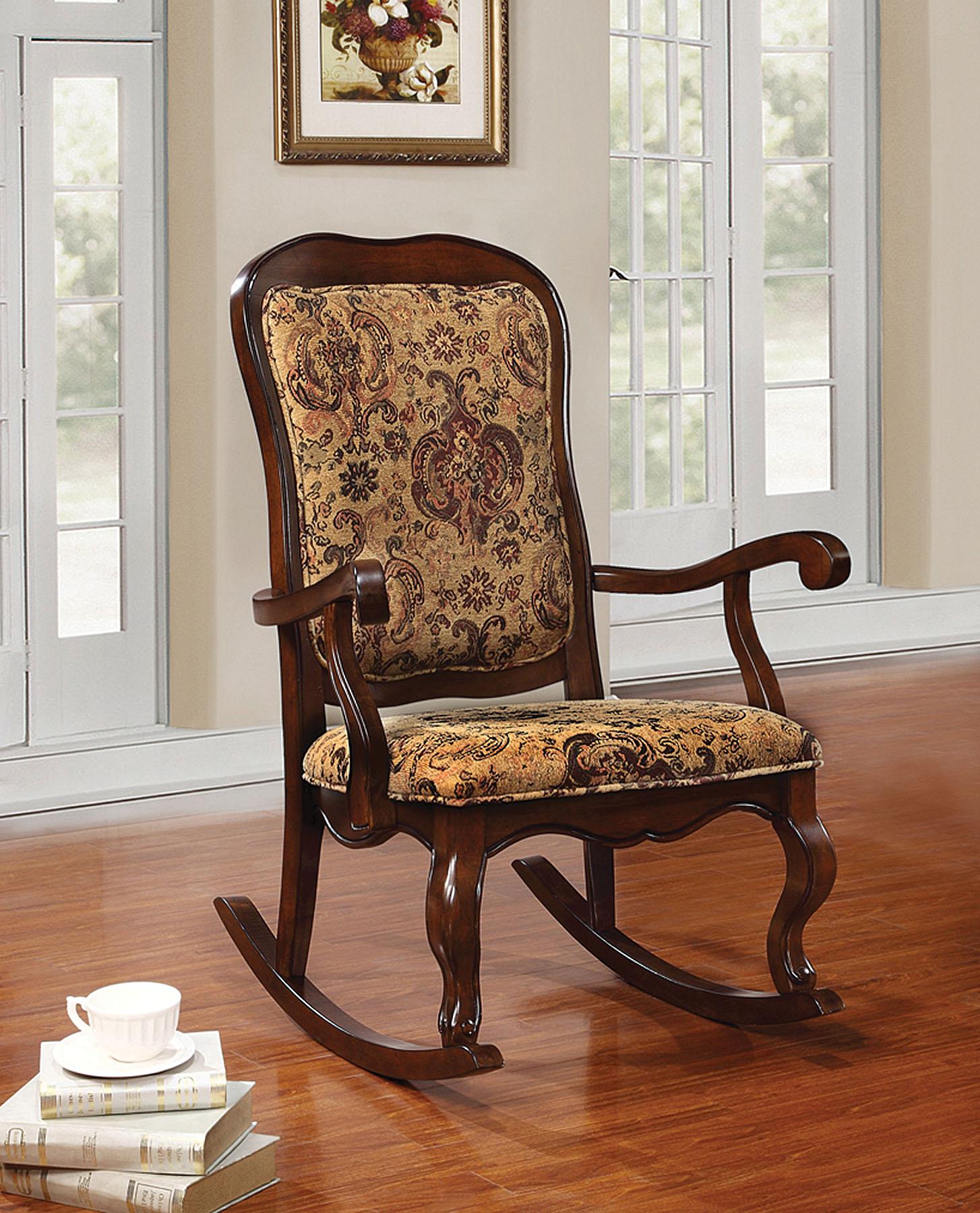 Sharan Fabric & Cherry Rocking Chair - Luxury Home Furniture (MI)