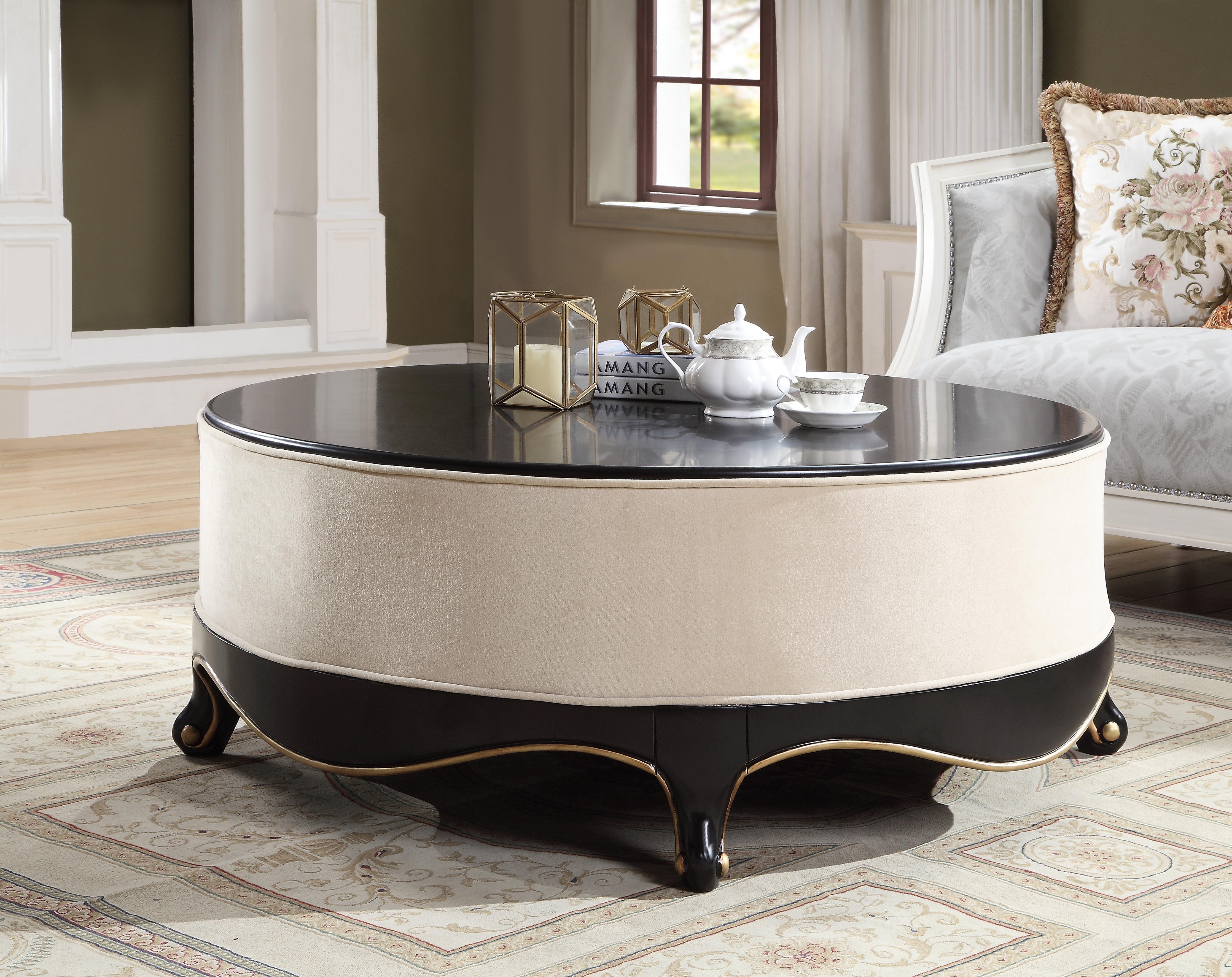 Sheridan Cream Fabric & Black Cocktail Table - Luxury Home Furniture (MI)