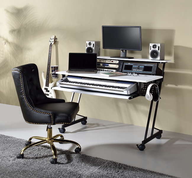 Suitor White & Black Computer Desk - Luxury Home Furniture (MI)