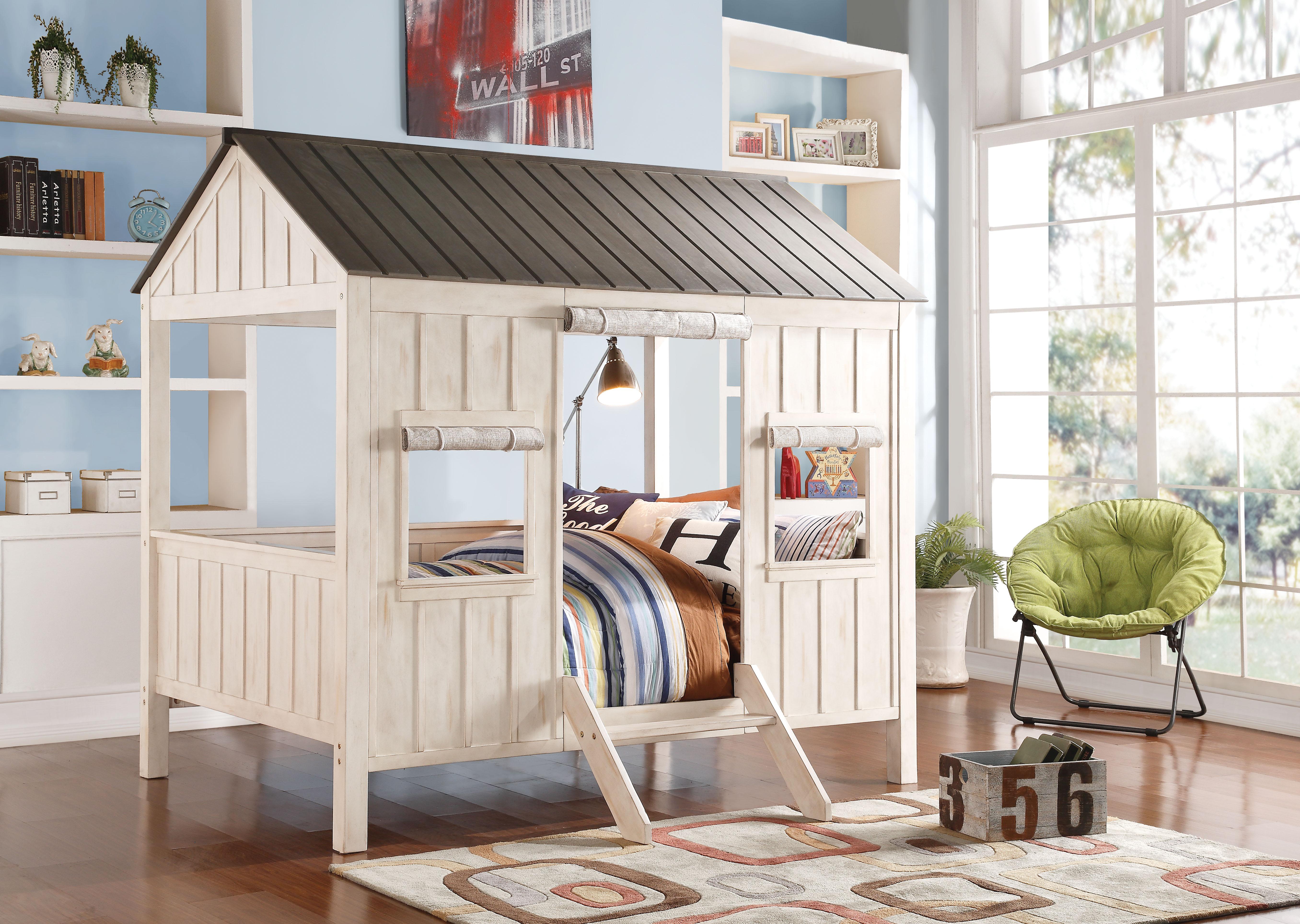 Spring Cottage Weathered White & Washed Gray Full Bed - Luxury Home Furniture (MI)