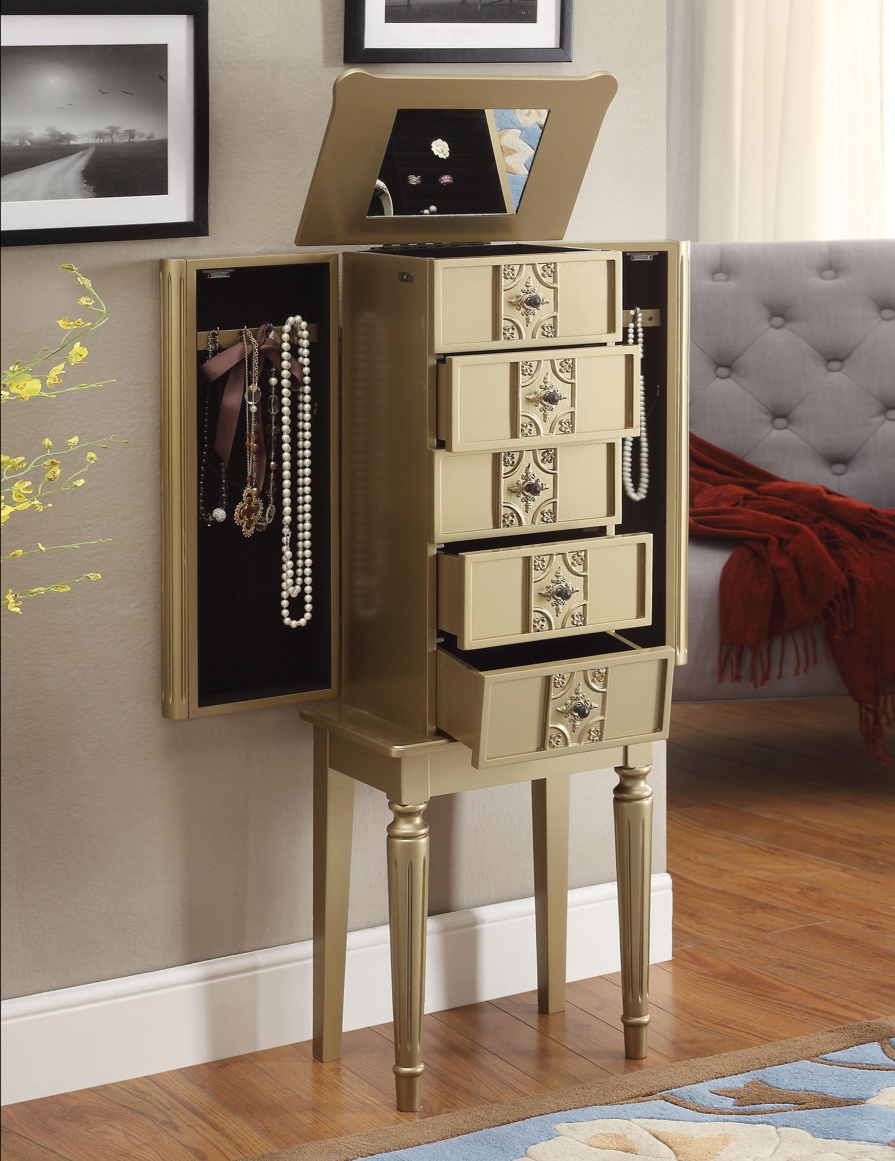 Tammy Gold Jewelry Armoire - Luxury Home Furniture (MI)