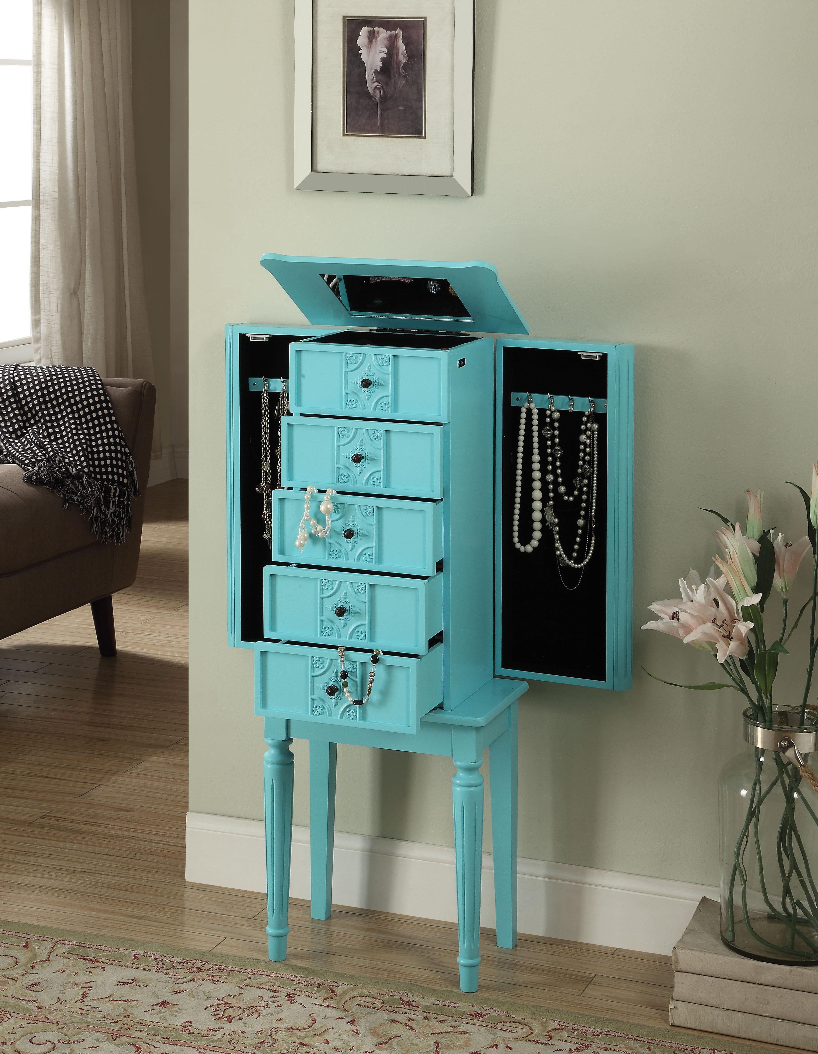 Tammy Light Blue Jewelry Armoire - Luxury Home Furniture (MI)