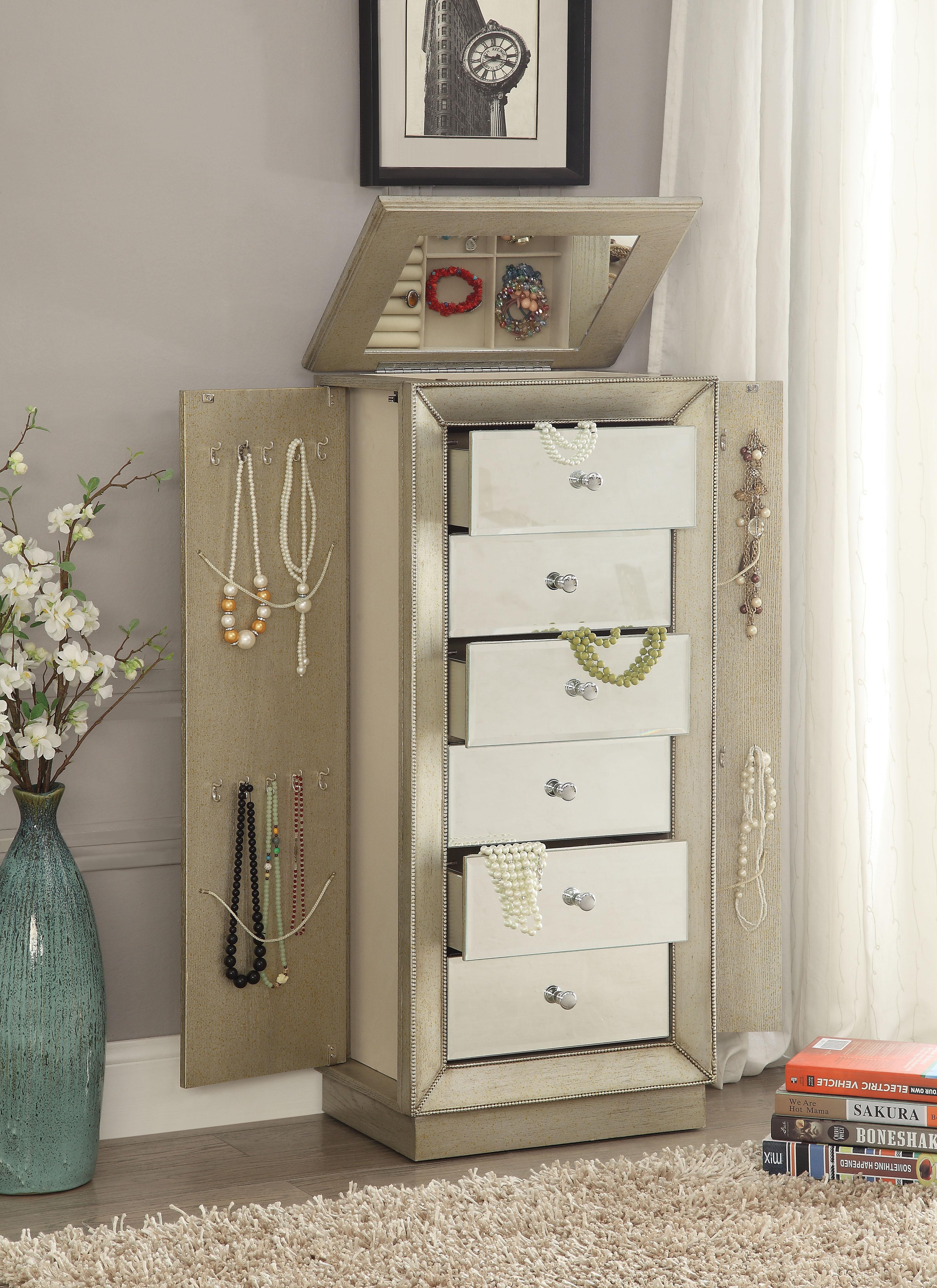 Talor Antique Gold Jewelry Armoire - Luxury Home Furniture (MI)