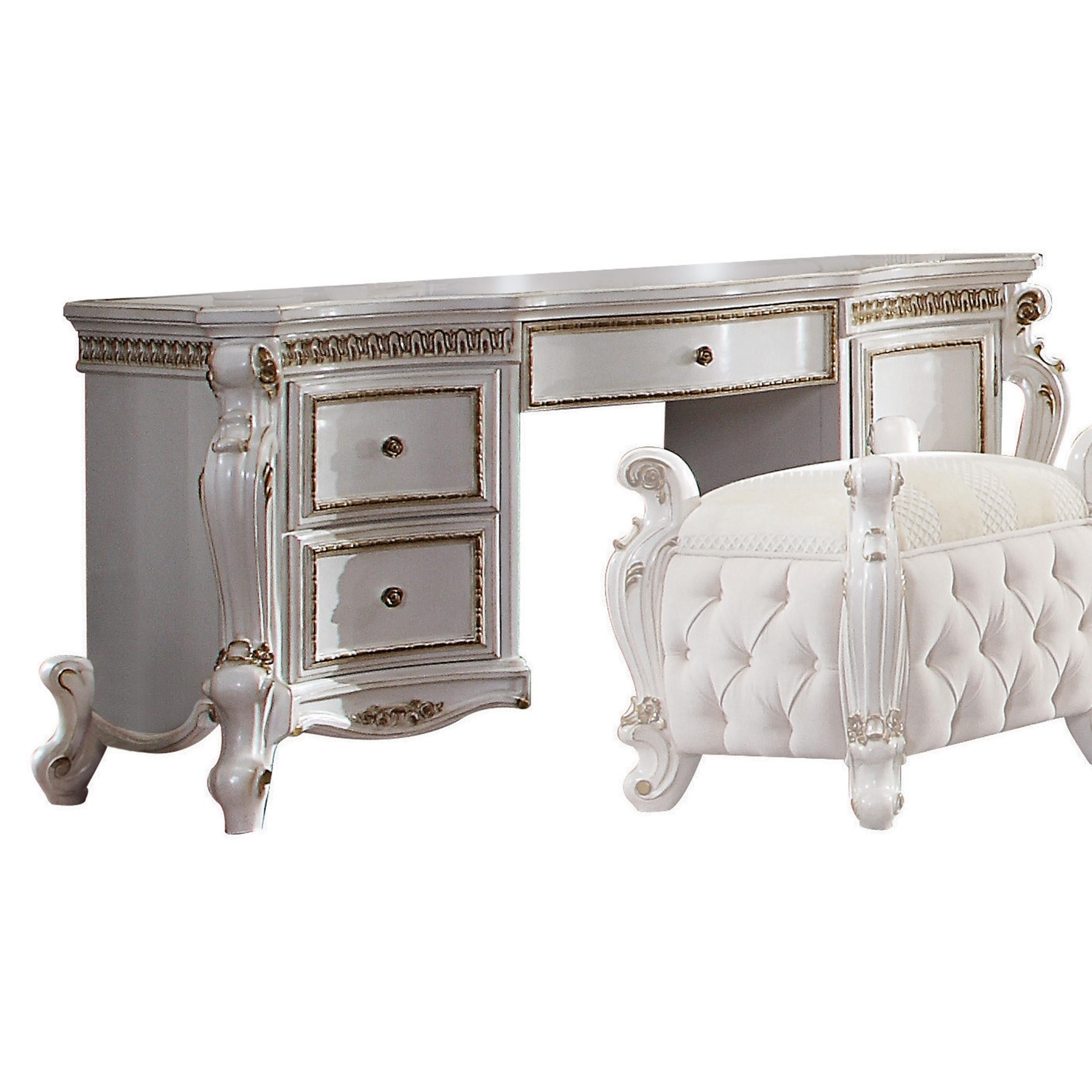 Picardy Antique Pearl Vanity Desk - Luxury Home Furniture (MI)