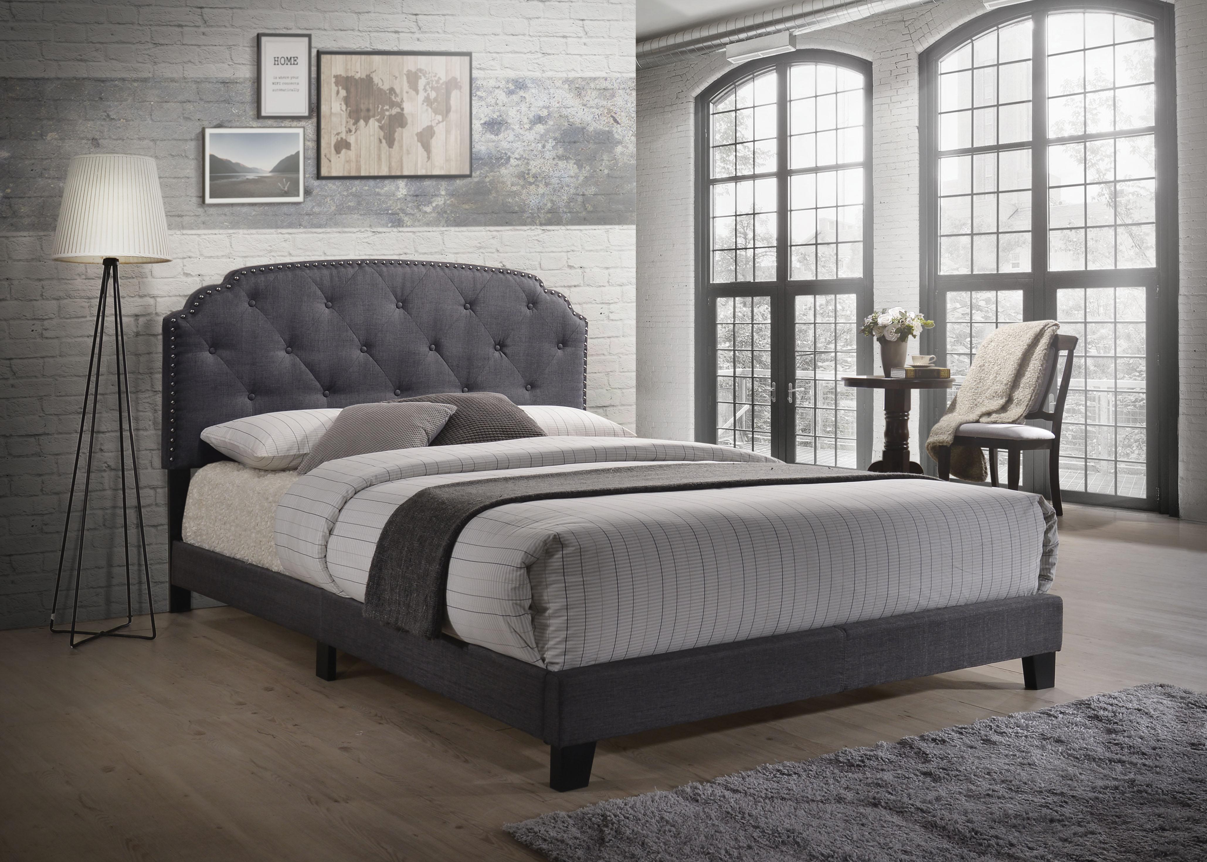 Tradilla Gray Fabric Queen Bed - Luxury Home Furniture (MI)