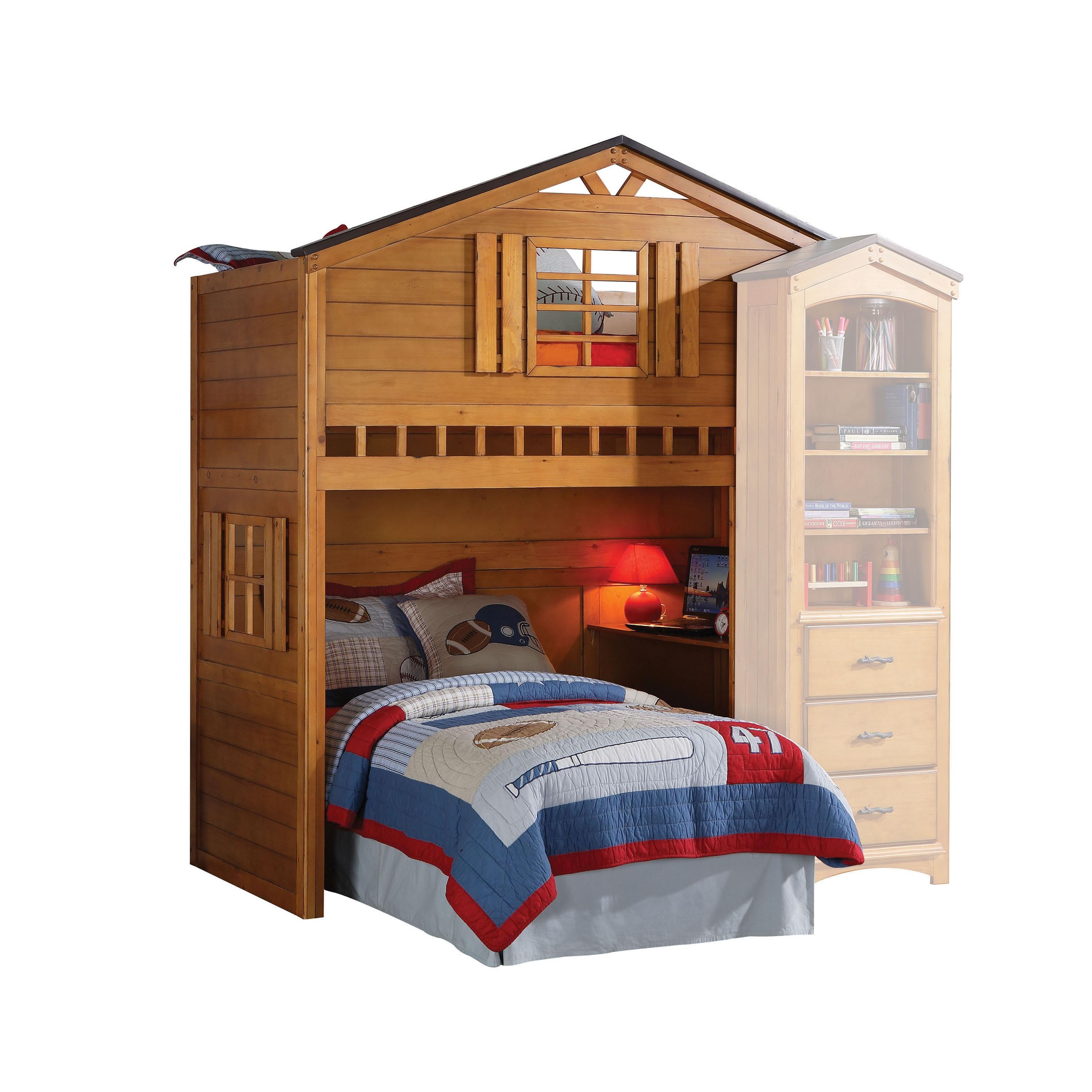 Tree House Rustic Oak Loft Bed (Twin Size) - Luxury Home Furniture (MI)