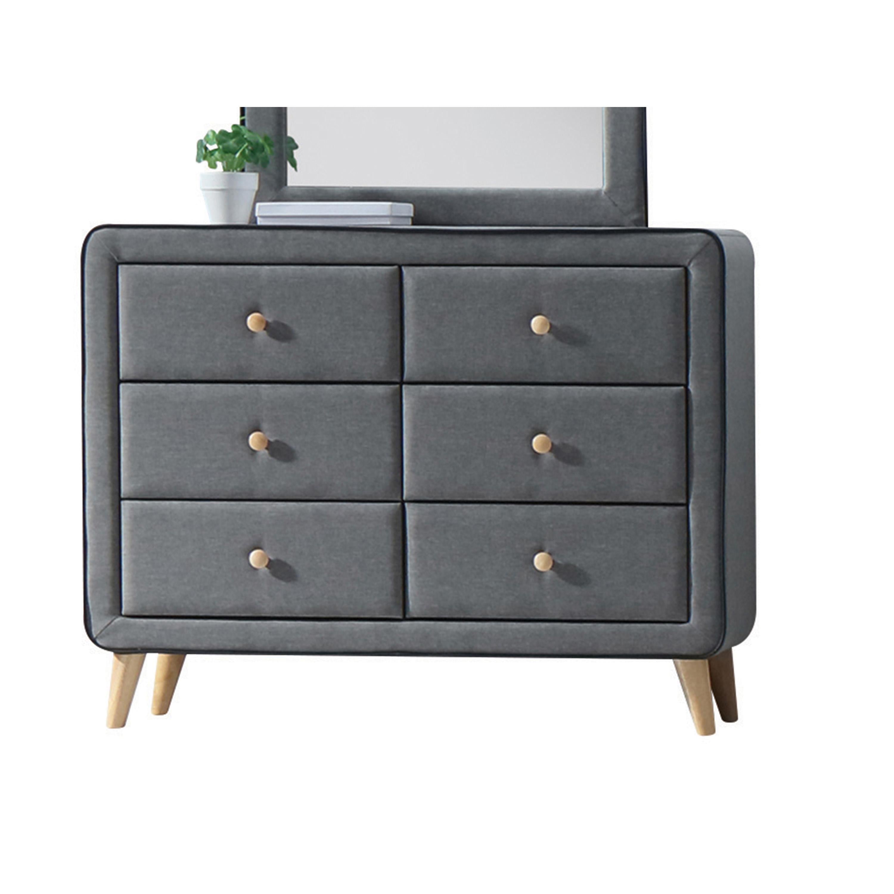 Valda Light Gray Fabric Dresser - Luxury Home Furniture (MI)