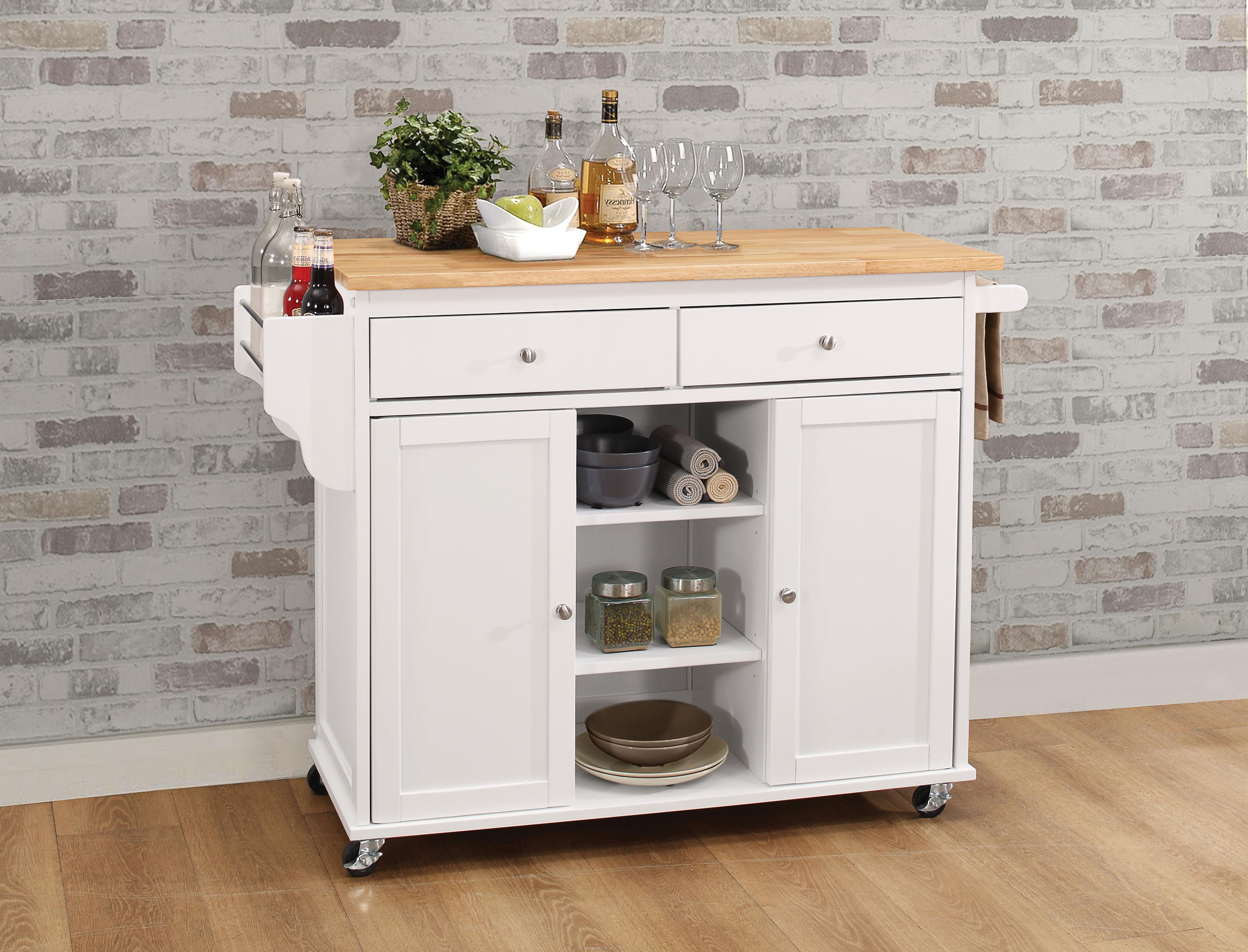Tullarick Natural & White Kitchen Cart - Luxury Home Furniture (MI)