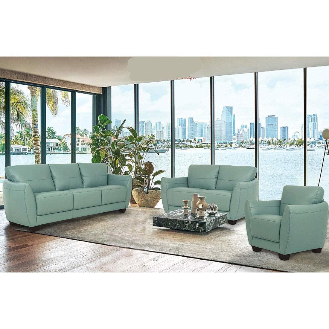 Valeria Watery Leather 3-Piece Living Room Set - Luxury Home Furniture (MI)