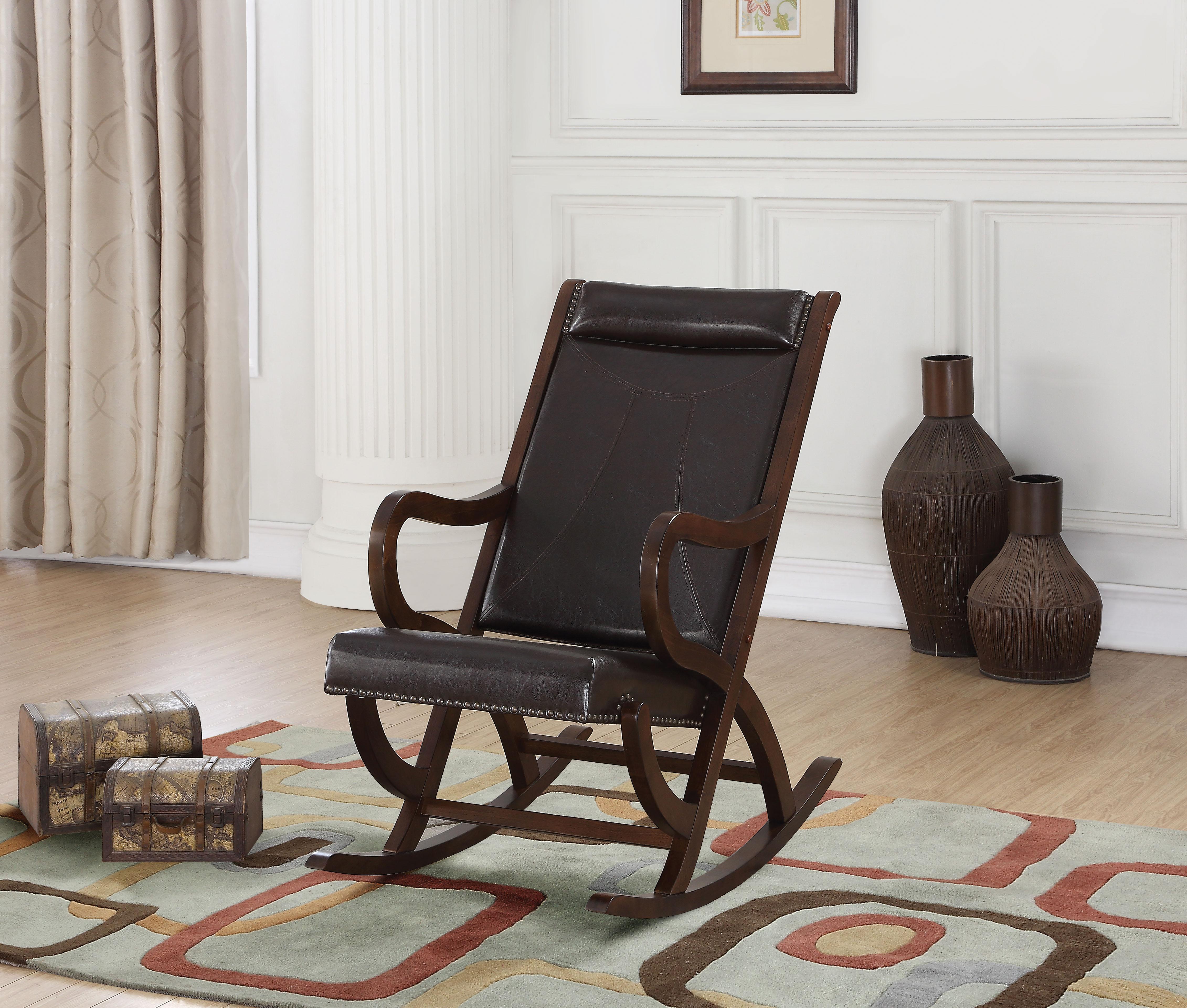 Triton Espresso PU & Walnut Rocking Chair - Luxury Home Furniture (MI)