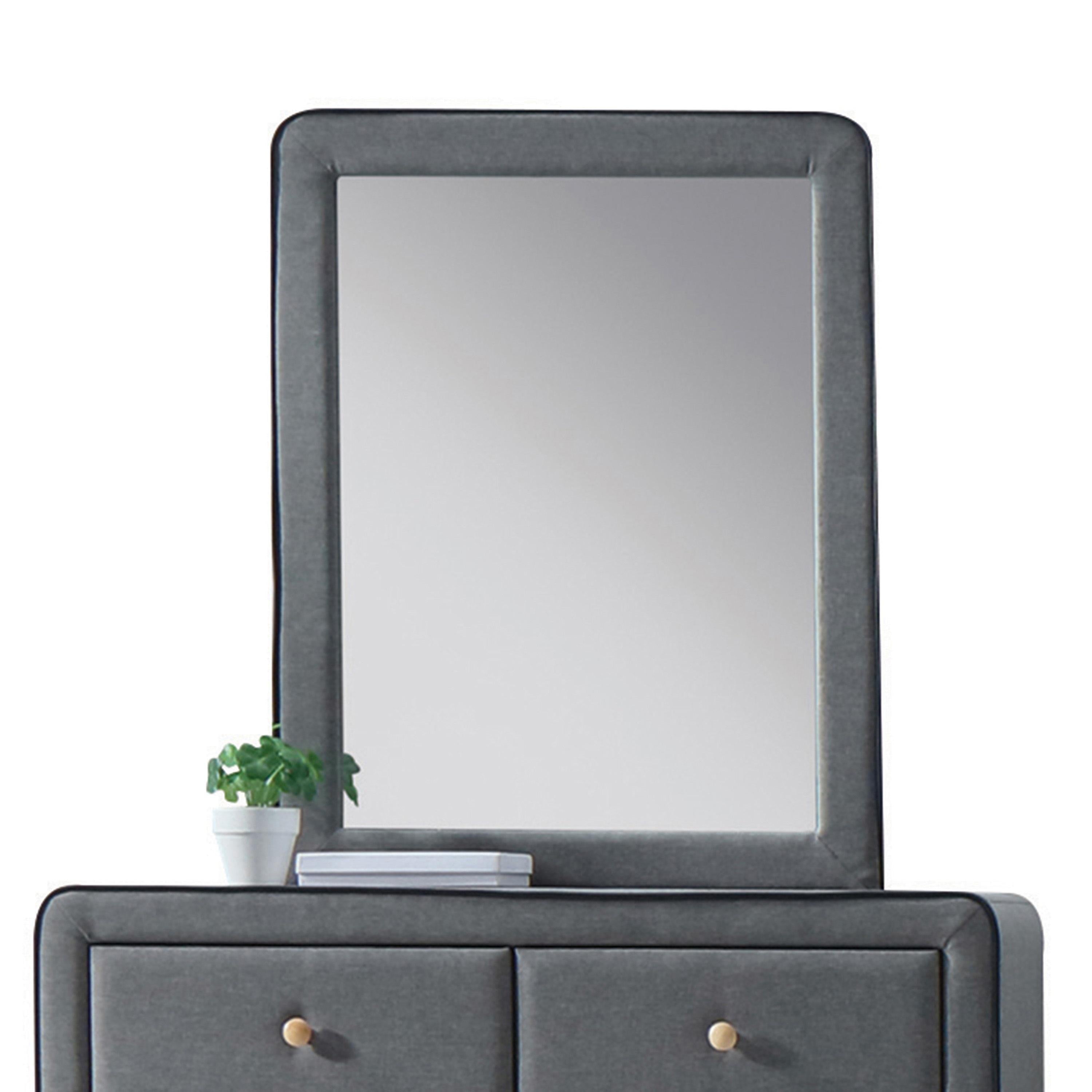 Valda Light Gray Fabric Mirror - Luxury Home Furniture (MI)